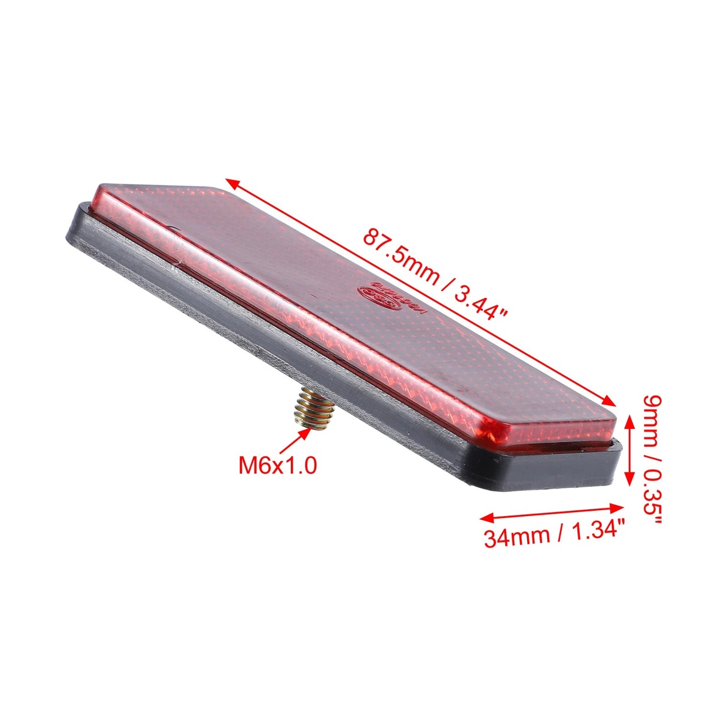 2 x Red Plastic Rectangular Screw Mount Reflective Warning Reflector
