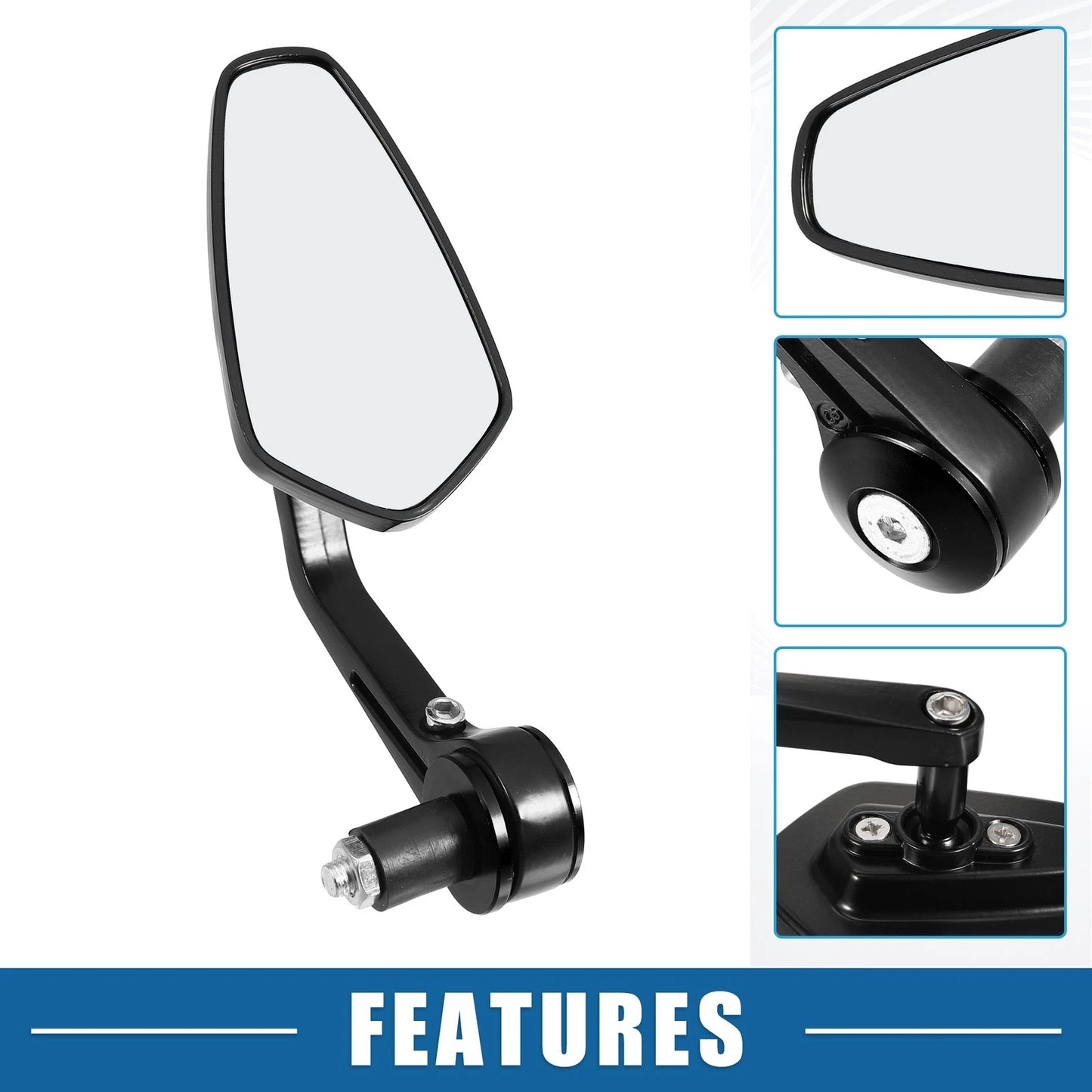 1 x Rear View Mirror Clear Lens Black for Motorcycle