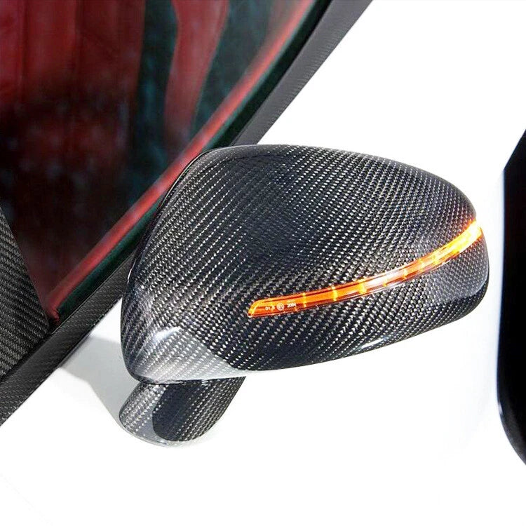 Real Carbon Fiber Stick-on Side Mirror Cover Caps Trim For Audi R8 2007-2012