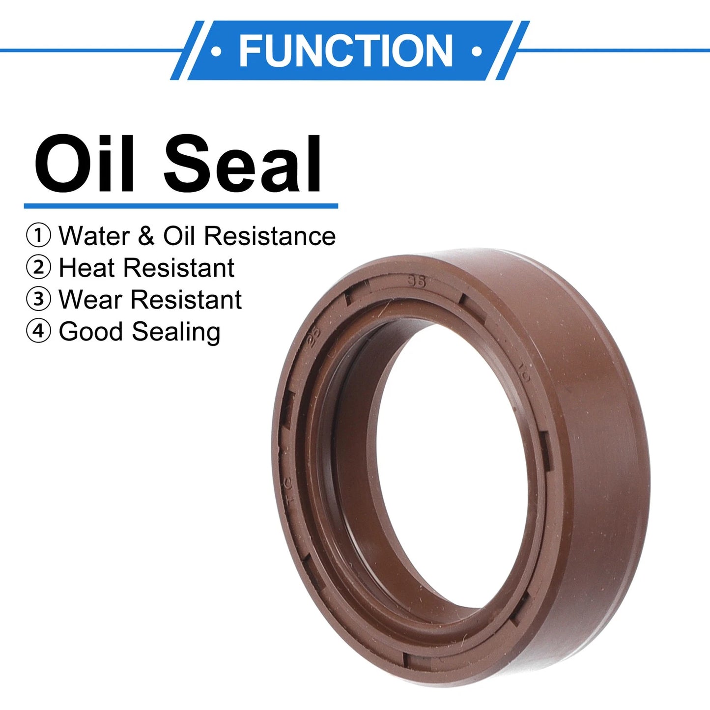 Oil Seal 25x35x10mm FKM Rubber Brown 2 x