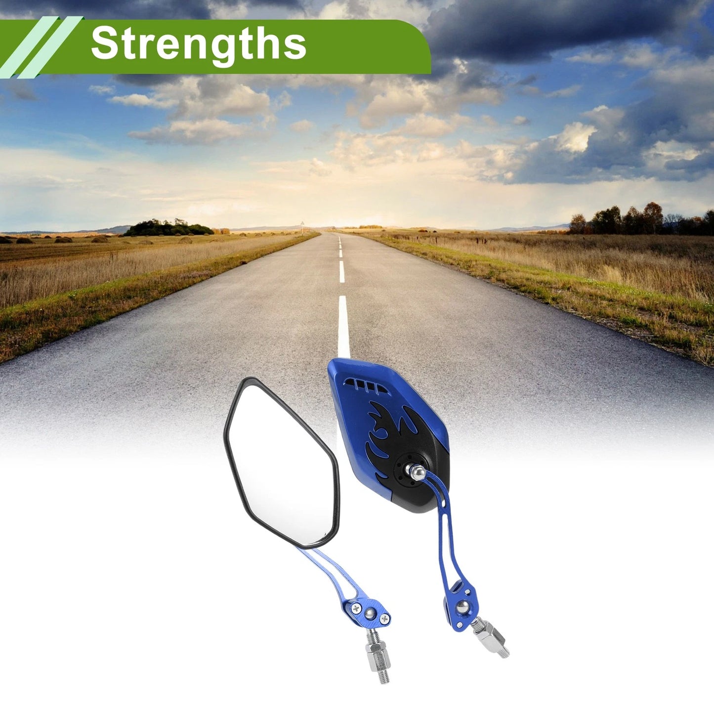 M8/M10 Rear View Mirror Polygonal Aluminum Alloy Black Blue for Motorcycle