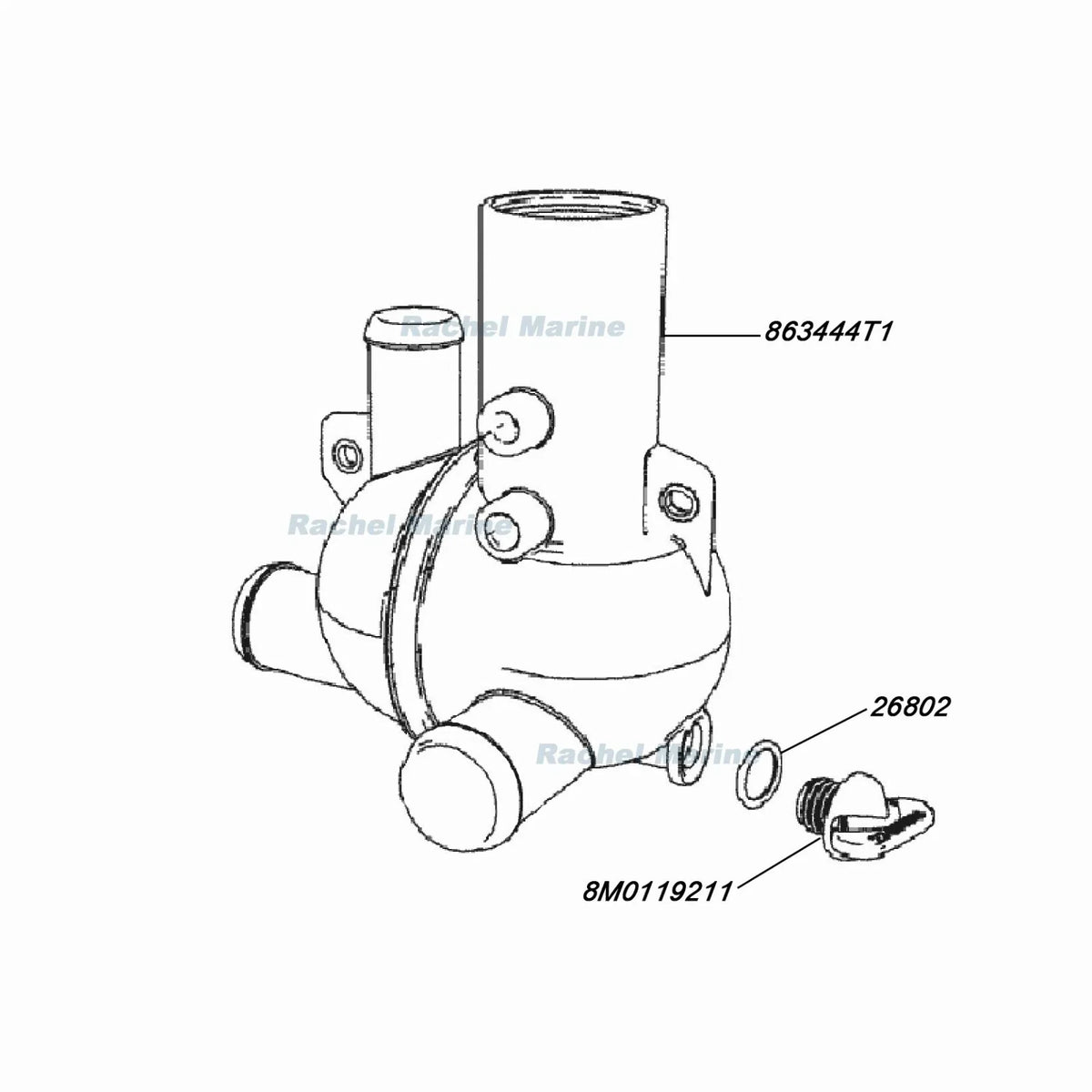 Inboard Water Distribution Housing for Mercury Mercruiser 863631T1
