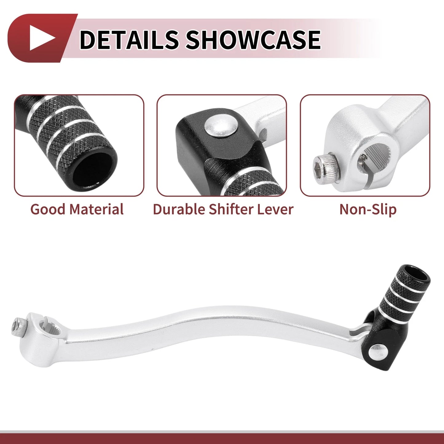 Folding Gear Shifter Lever Silver Tone Black for Kayo T6 (2020–2023)
