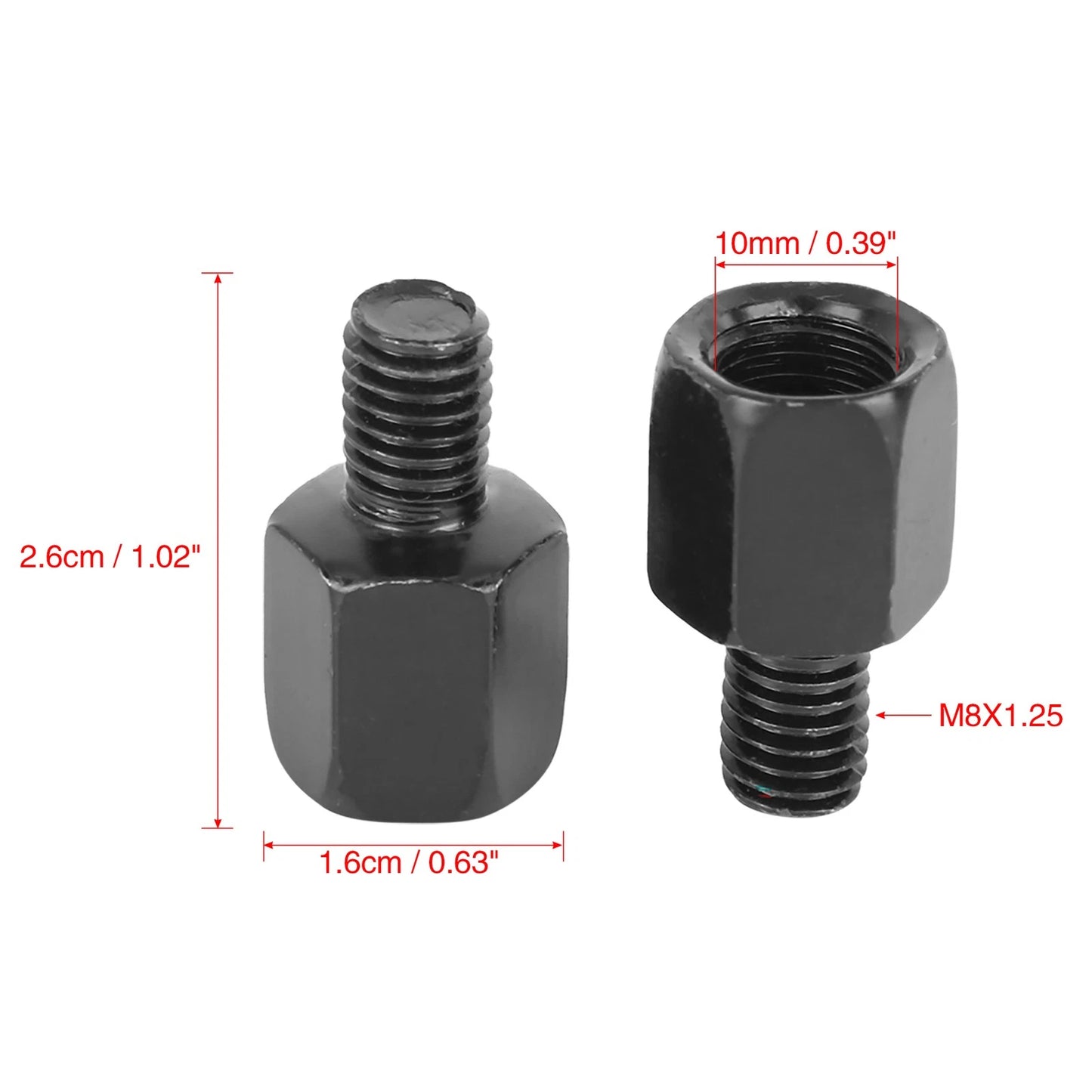 Bolts / M10 LH to M8 LH, 2 x / Rearview Mirror Bolts for Universal