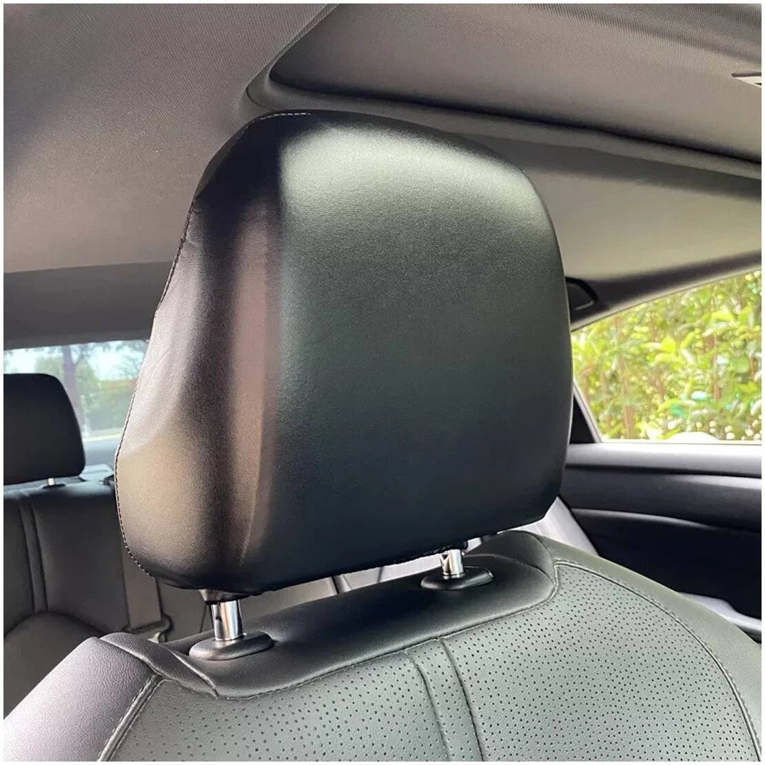 Waterproof Leather Car Seat Headrest Dust Cover for Rear Seat Black 1pc