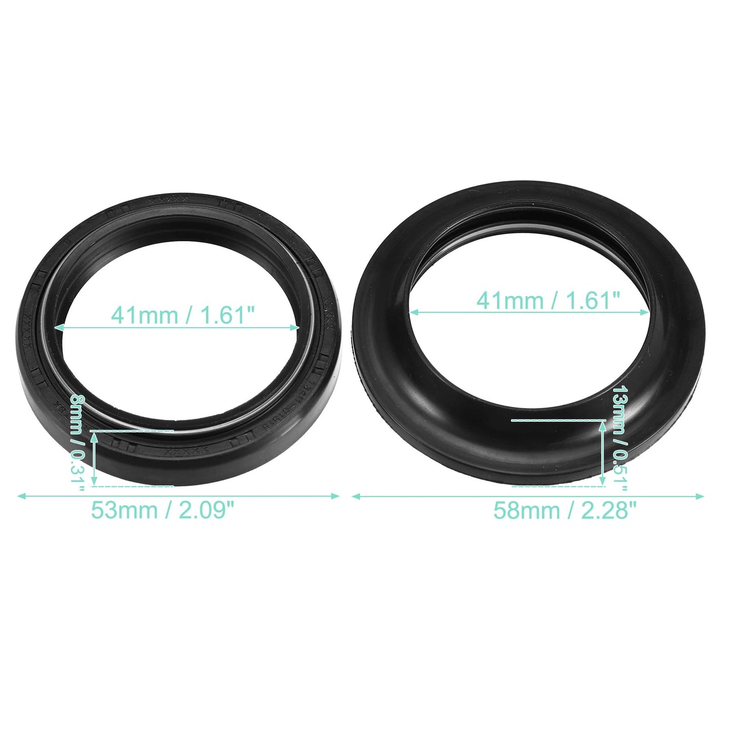 Set 41mm Front Fork Oil Seal Dust Seal for Kawasaki ZXR250 (1989–1992)
