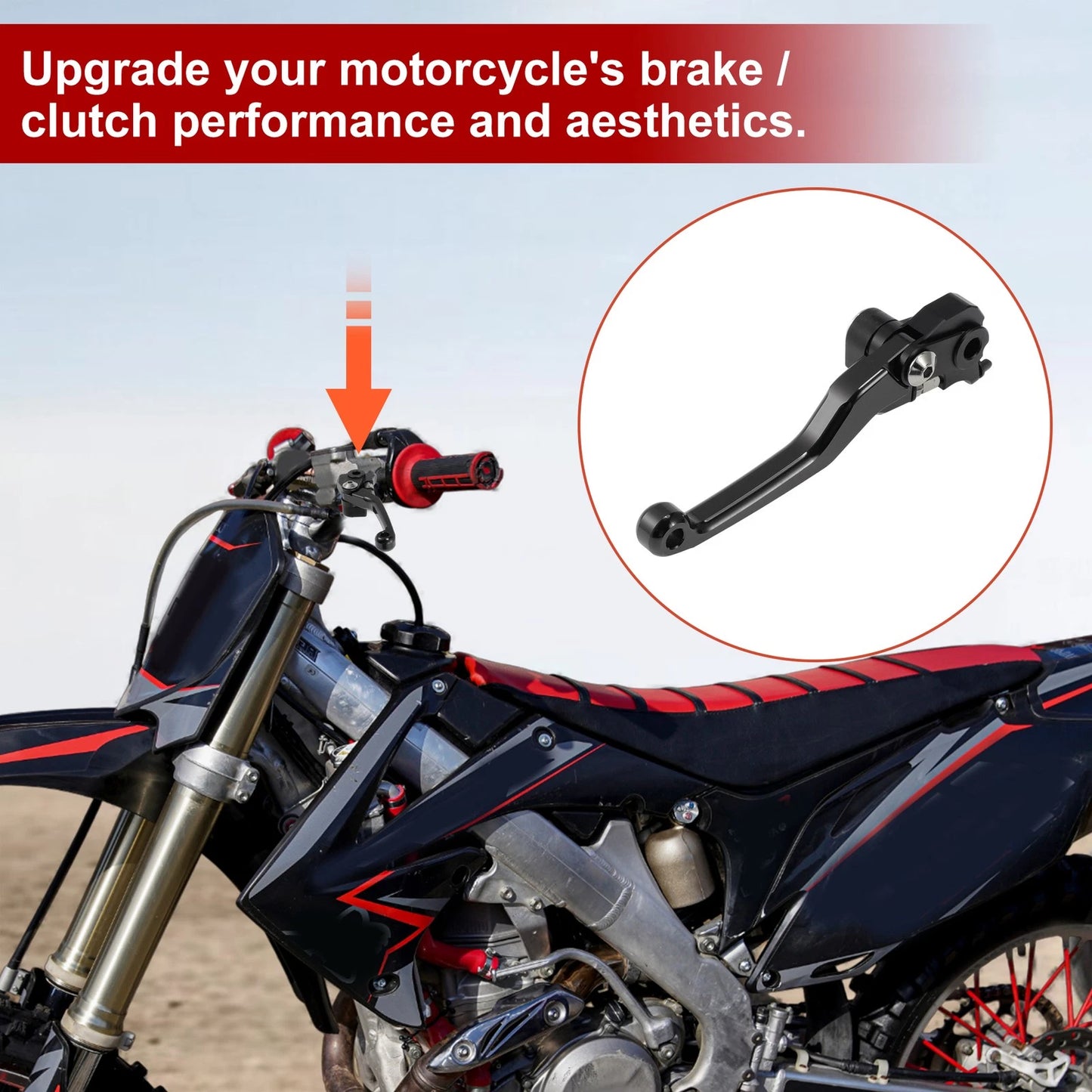 Short Brake Levers 1 Pair Motorcycle Black for Honda CRF450R CRF450RX