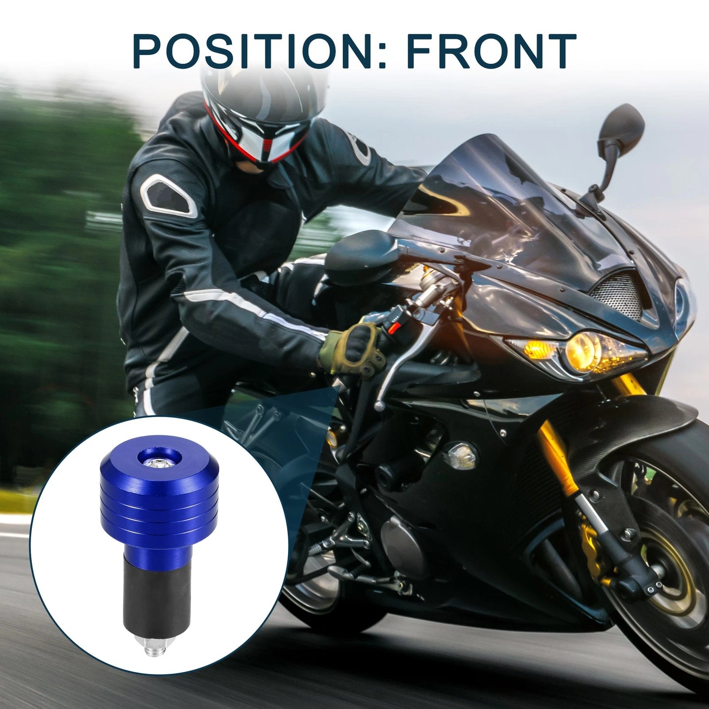 Motorcycle Handlebar End Plug 18-20mm 30mm OD Blue 2 x