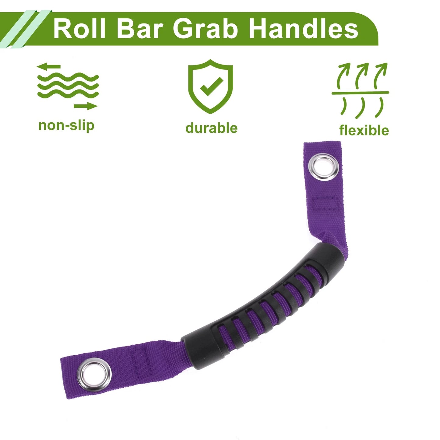Roll Bar Grab Handles for Jeep Wrangler (2018-2028) Black Purple