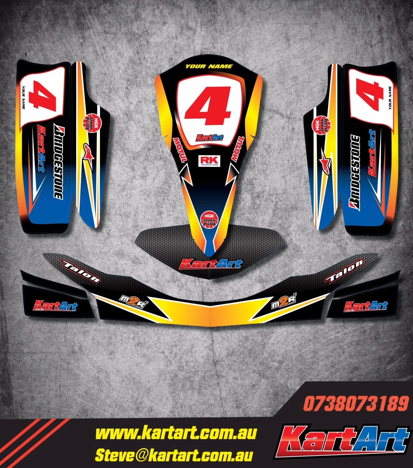 OTK Cadet Rookie 10-14 KART ART Sticker Kit - SUNRISE STYLE Decals