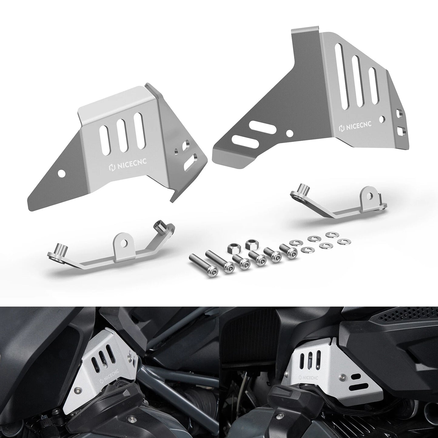 2 x Silver Throttle Body Cover Guards for BMW R1250GS (2018-2023)