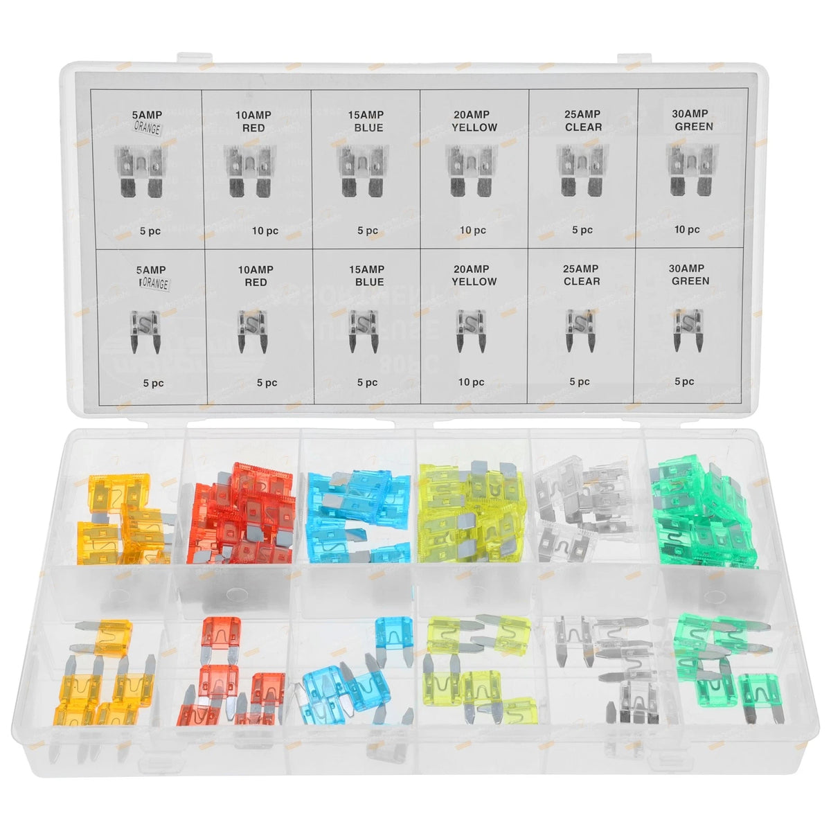 80pc Mini + Med Blade Fuse Assortment Kit 5AMP 10AMP 15AMP 20AMP 25AMP 30AMP