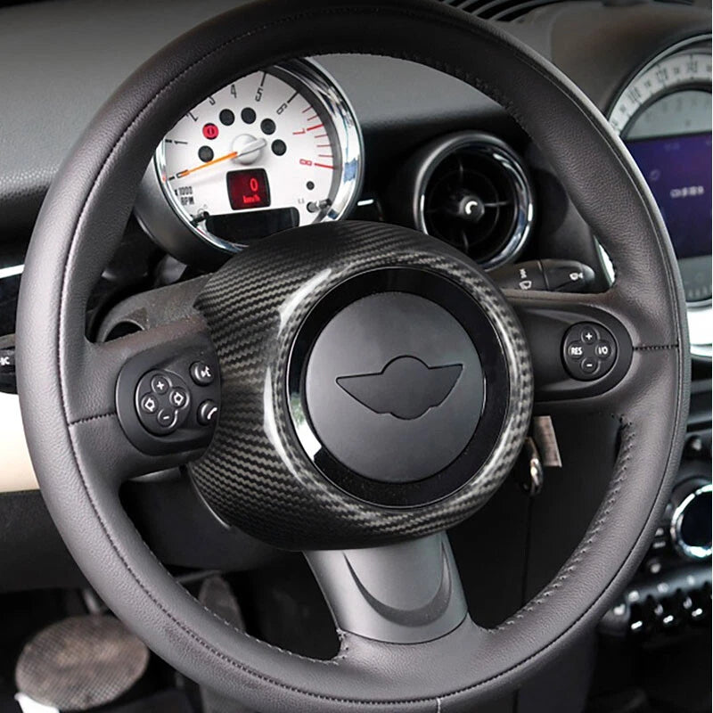 Dry Carbon Fiber Console Steering Wheel Cover Trim for Gen 2 MINI Cooper R55-R61