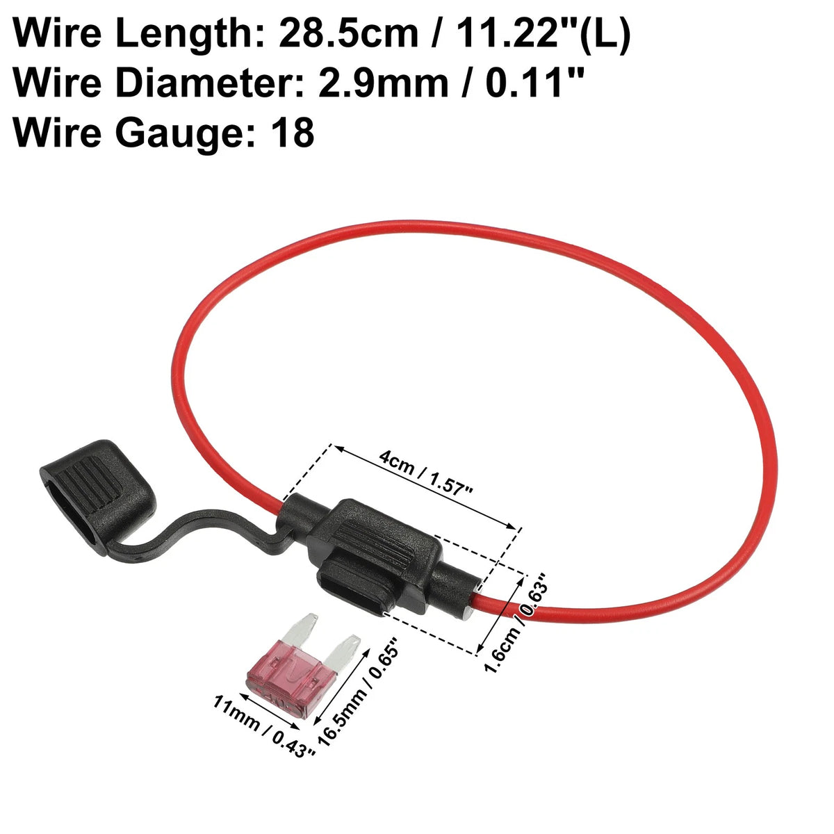 4 x 18 Gauge Mini Blade Style Inline Fuse Holders w/ 40A Fuses for Car