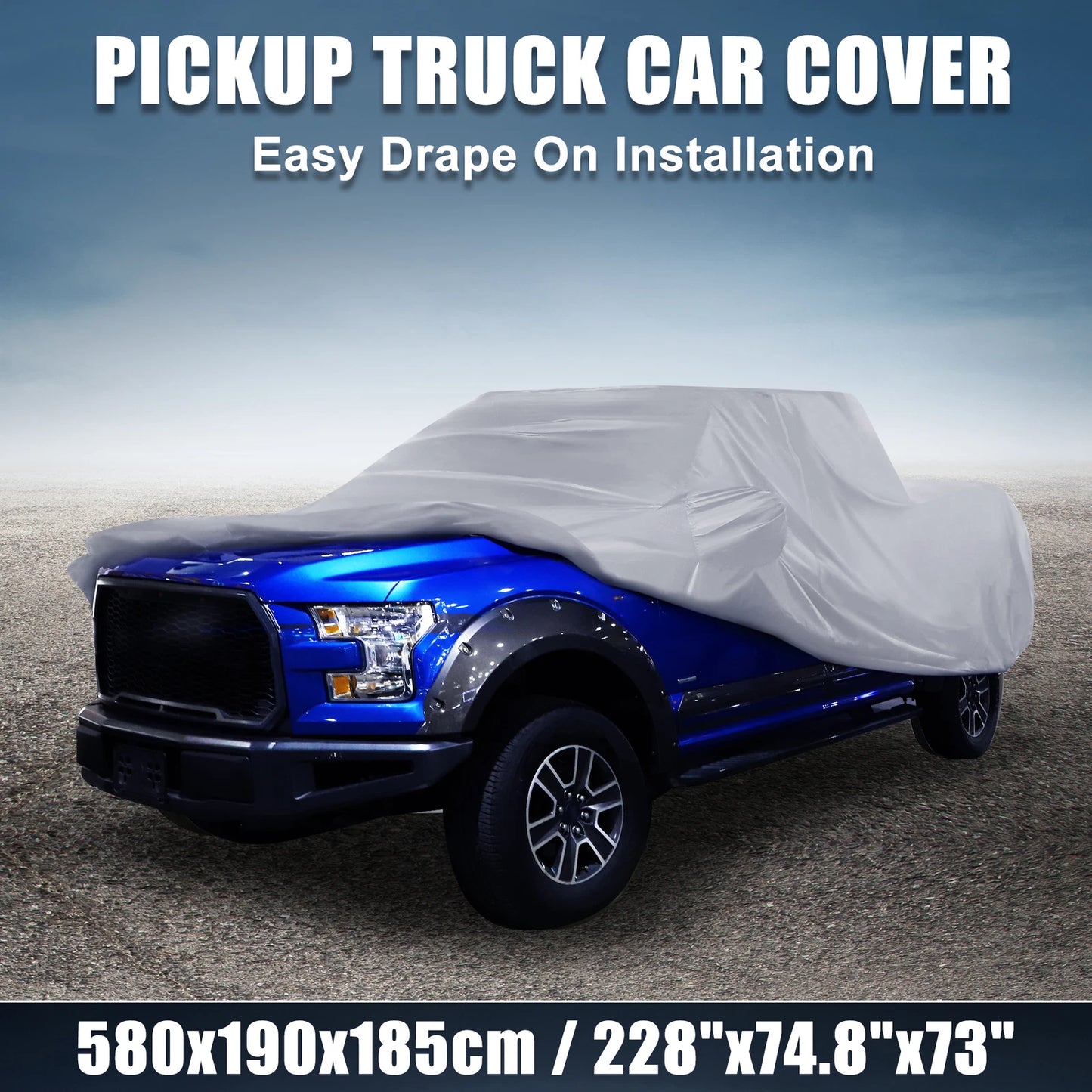Pickup Truck Car Cover for Toyota Tacoma Crew Cab 4-Door 2005-2021 Gray