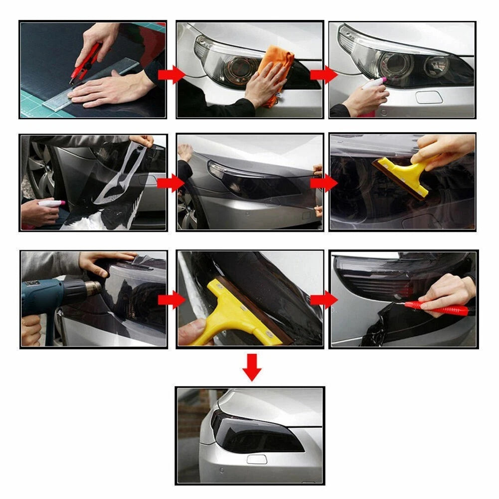 Black Vinyl Film / 1 Roll / Car Film Headlights Tail Lights Tint Vinyl Wrap for Car