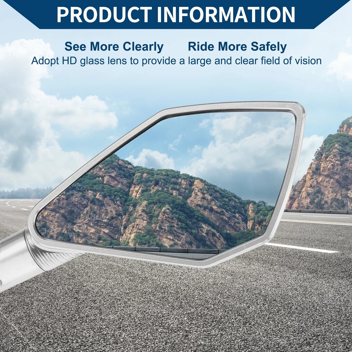 Rear View Mirror / M8/M10 / Side Rearview Mirror Silver Tone for Motorcycle