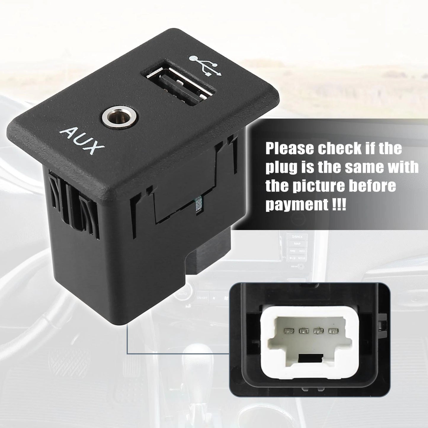 Audio Auxiliary Jack USB Port for Nissan Altima Rogue (2013-2019)