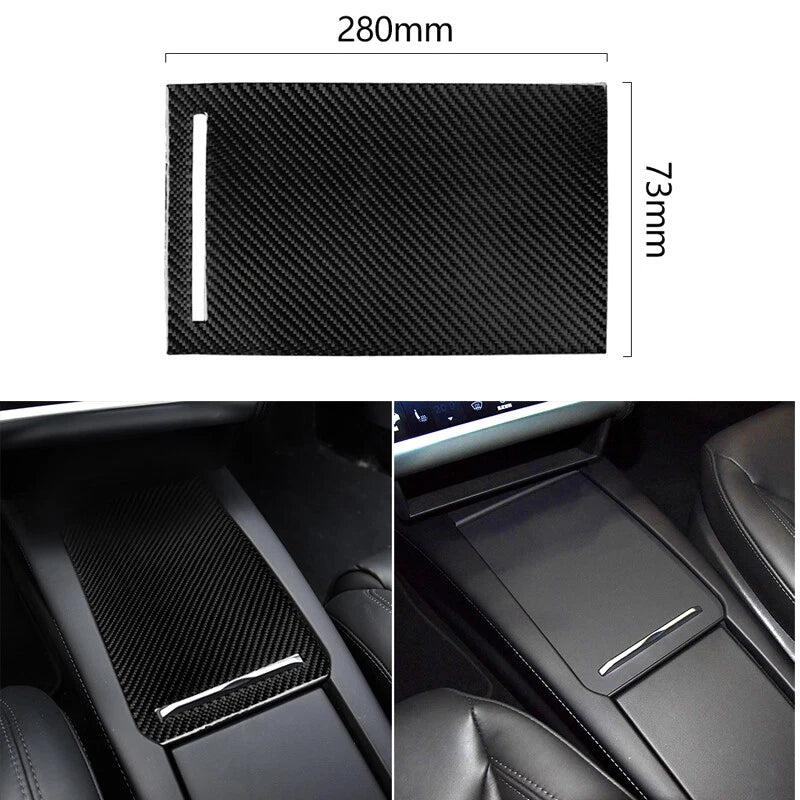 Carbon Fiber Center Console Cup Holder Box Trim Sticker fit for Tesla Model X