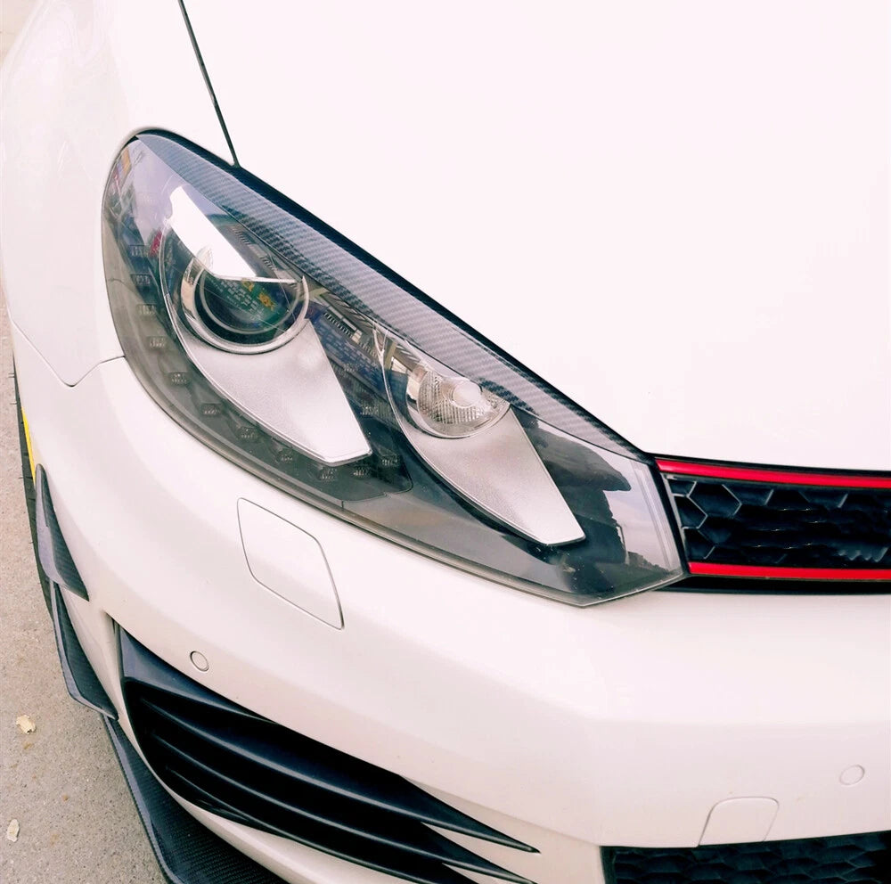 2 x Carbon Fiber Headlight Eyelid Trim for VW Golf 6 GTI MK6 (2008-2013)