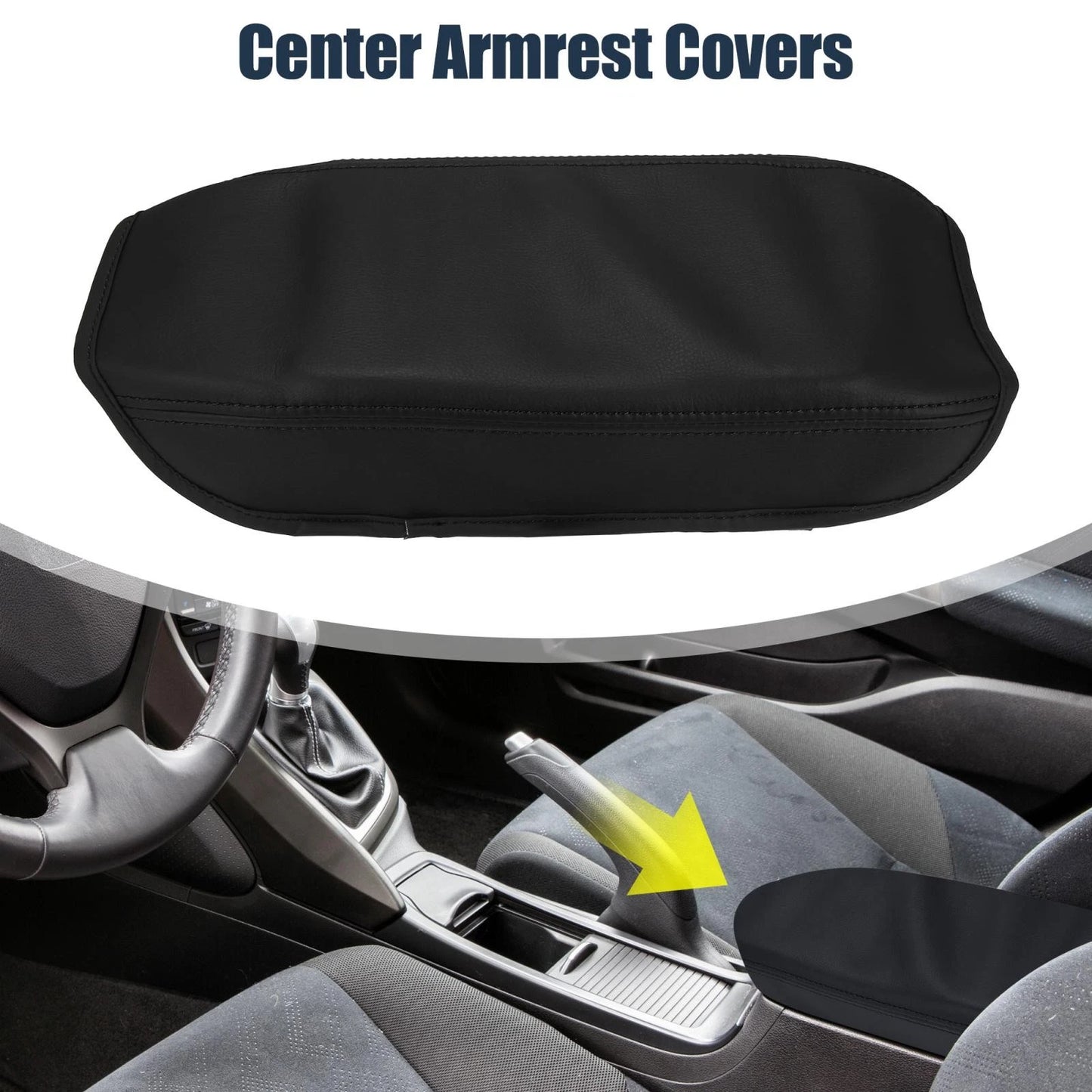 Black Microfiber Leather Armrest Protector Cover for Honda Civic (2016-2023)
