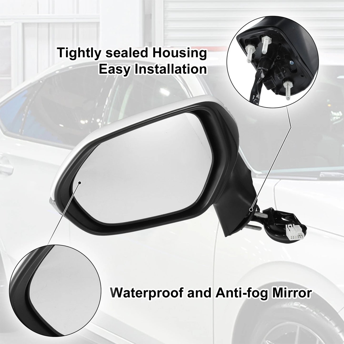 Left Side Door Mirror Assembly White for Toyota Corolla (2020-2022)