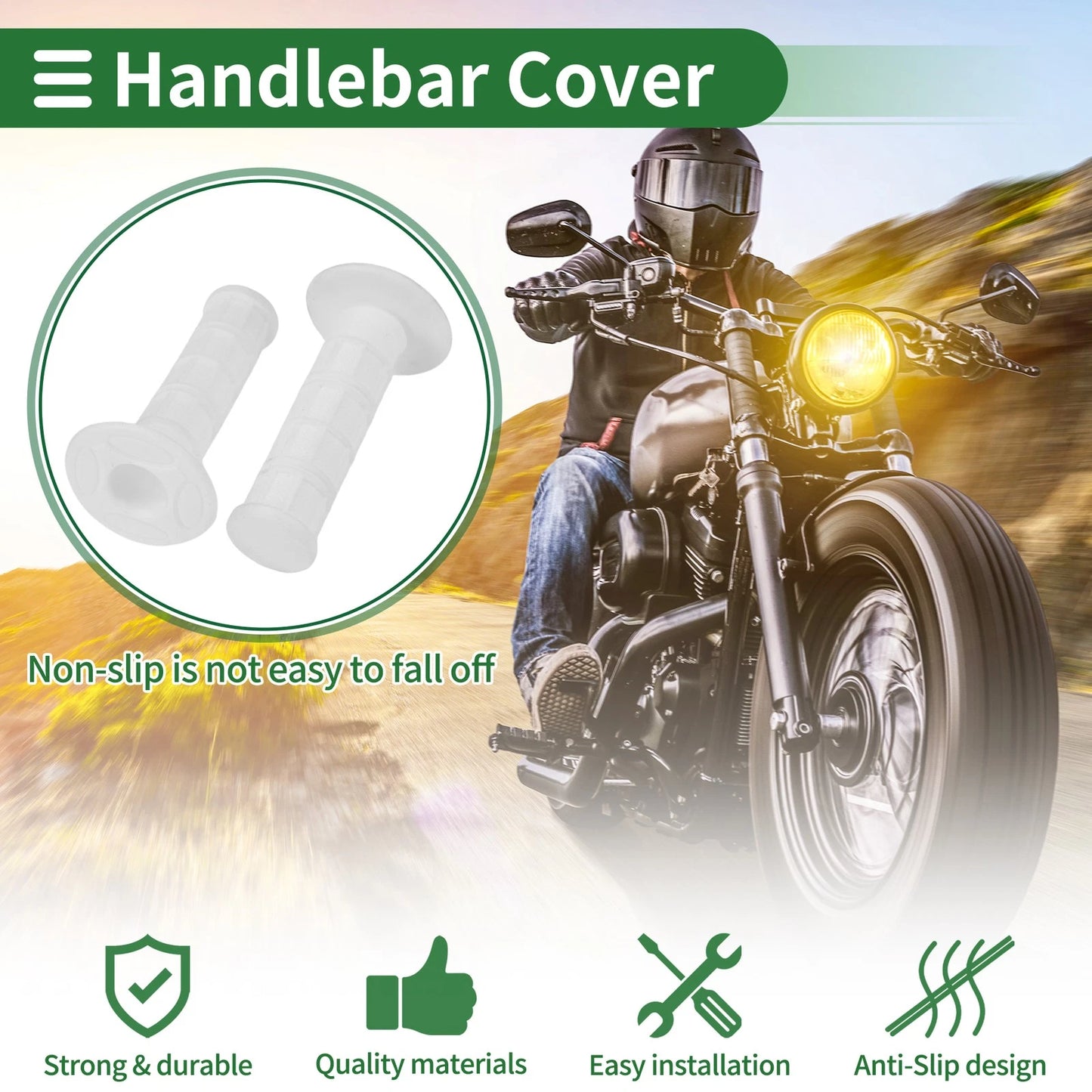 Grips / 7/8" / Hand Grips Cover White Checkered Rubber for Motorcycle