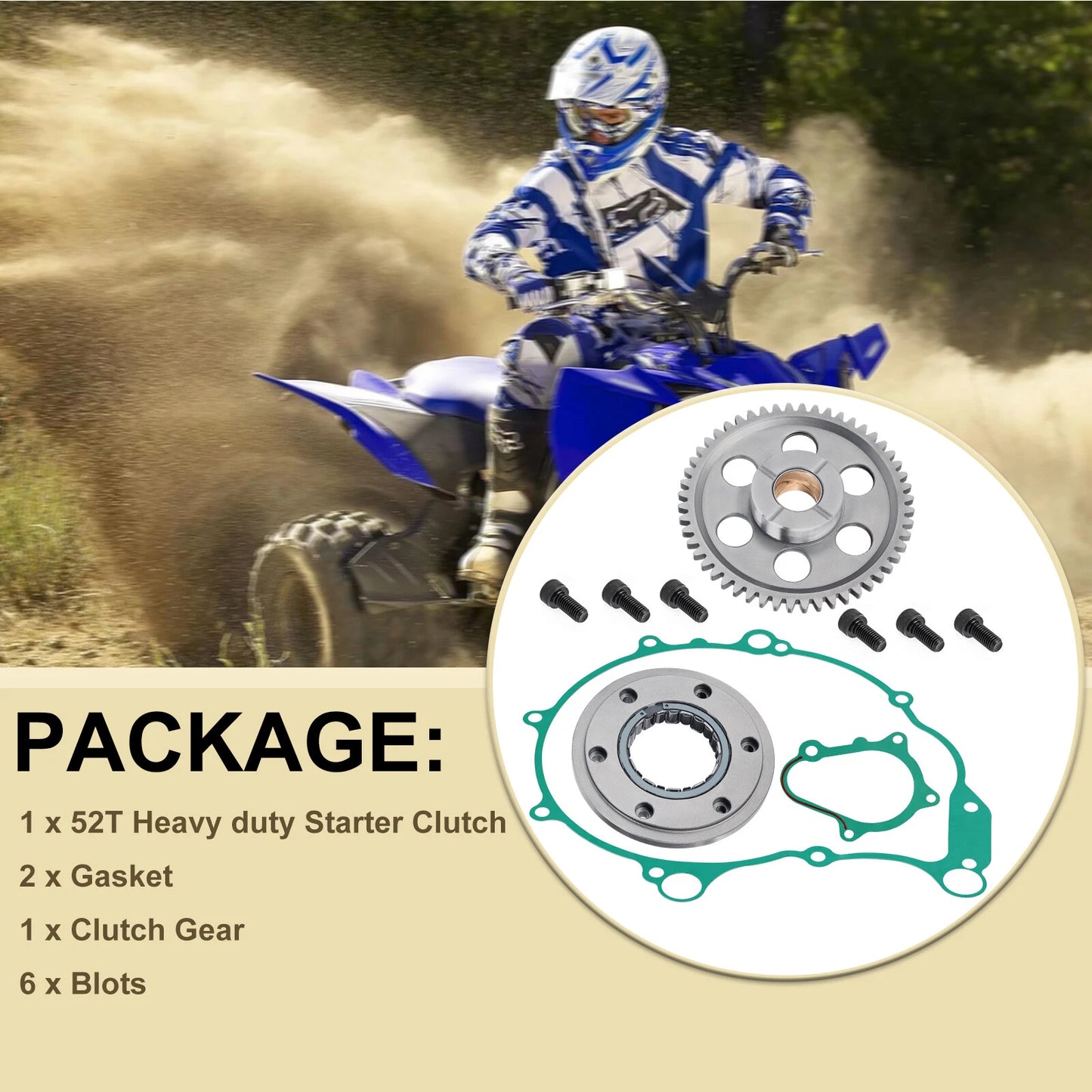 Starter Clutch One-Way Bearing Kit for Yamaha YFM660R Raptor 660R (2004–2005)