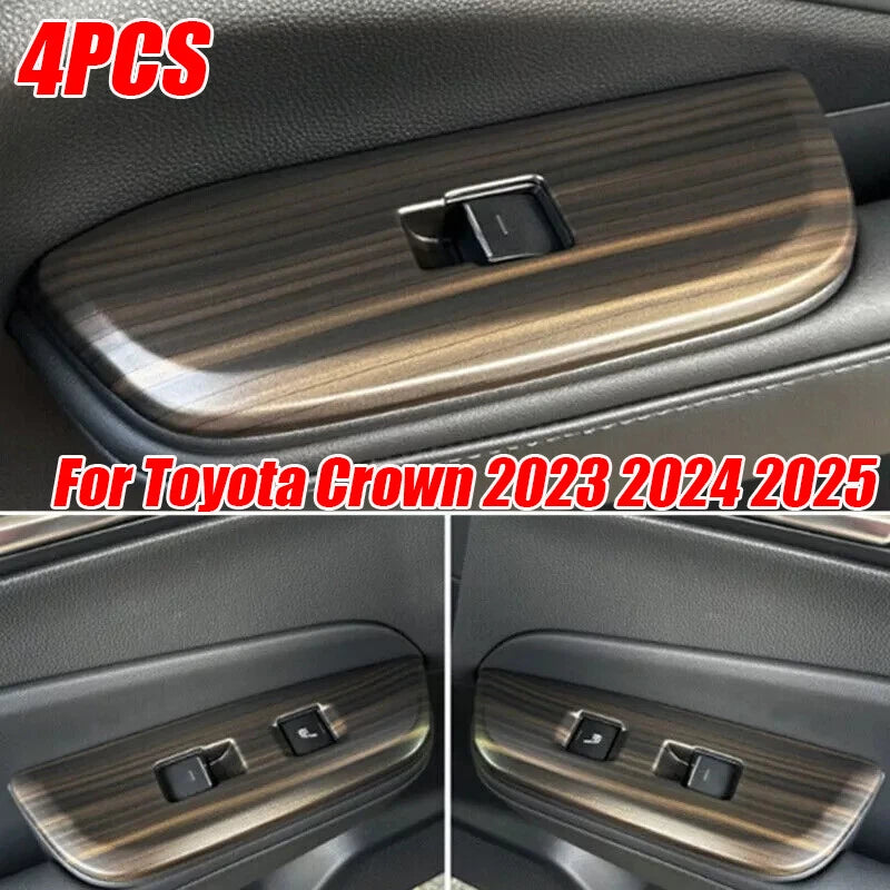 Wood Grain Window Lift Switch Panel Cover Trim for Toyota Crown (2023–2025)