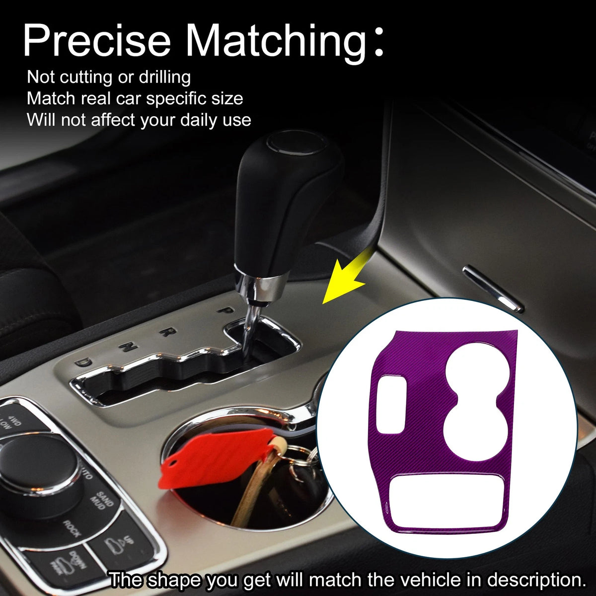ABS Gear Shift Knob Cover for Jeep Grand Cherokee 2014-2015 - Purple
