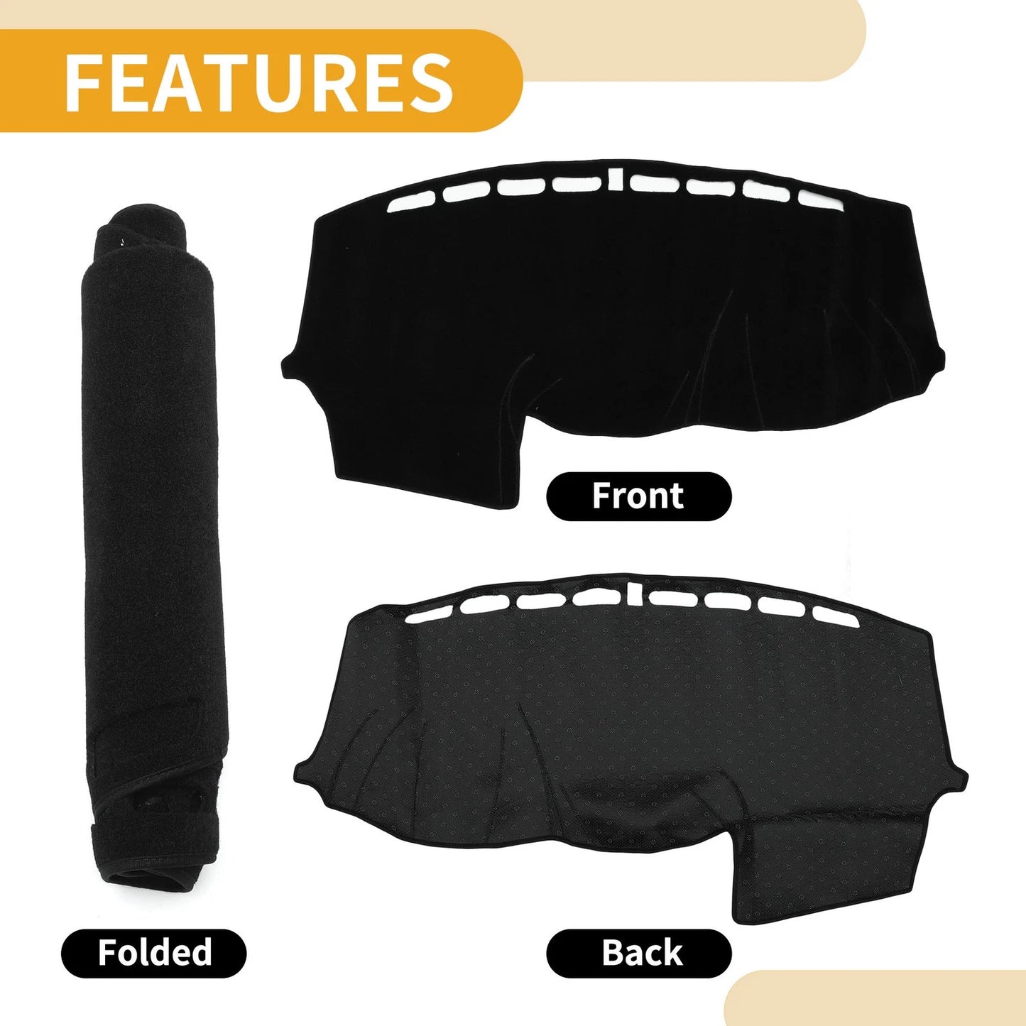 Dashboard Cover Mat for Ford Focus 2012-2018 Black 1 x Carpet