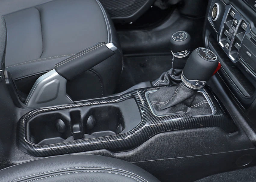 Gear Shift Panel Cover Trim for Jeep Wrangler JL Carbon Fiber 2 x (2018-2023)