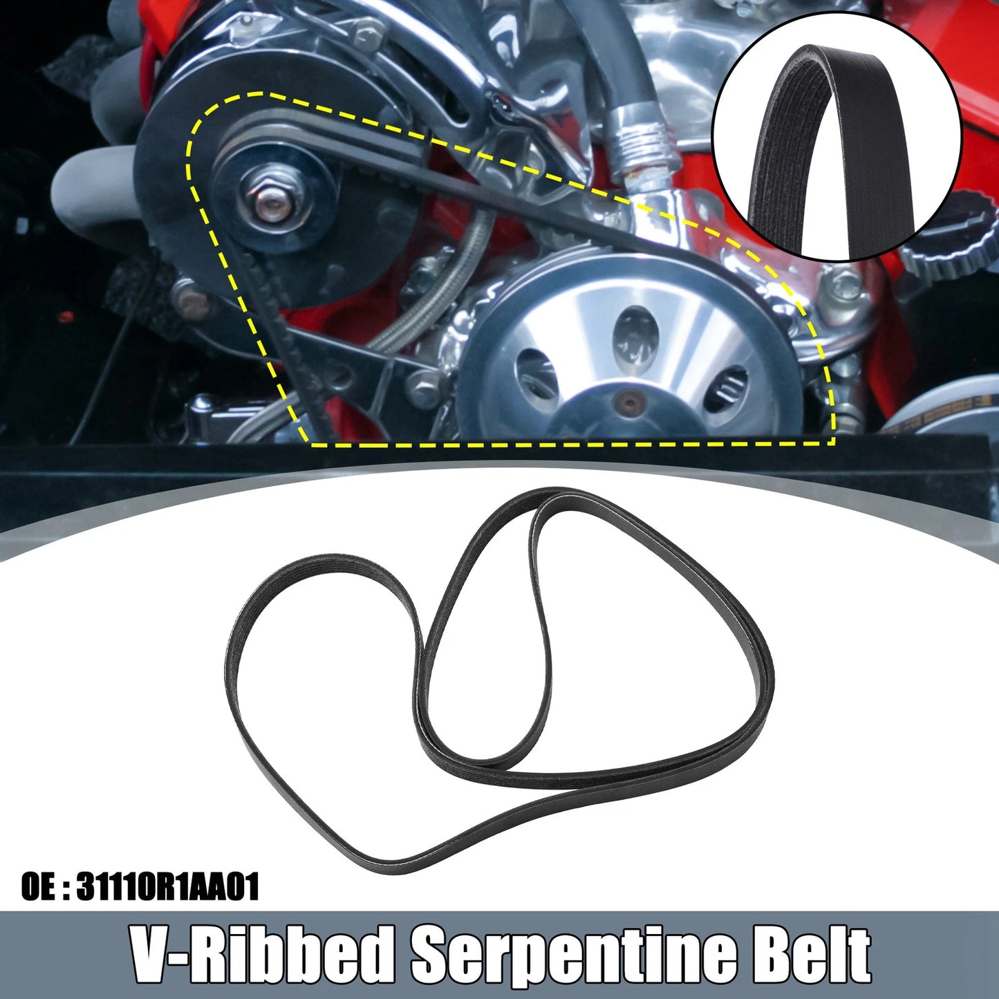 V-Ribbed Serpentine Drive Belt for Honda Civic 2012-2015 1.8L (2012-2015)