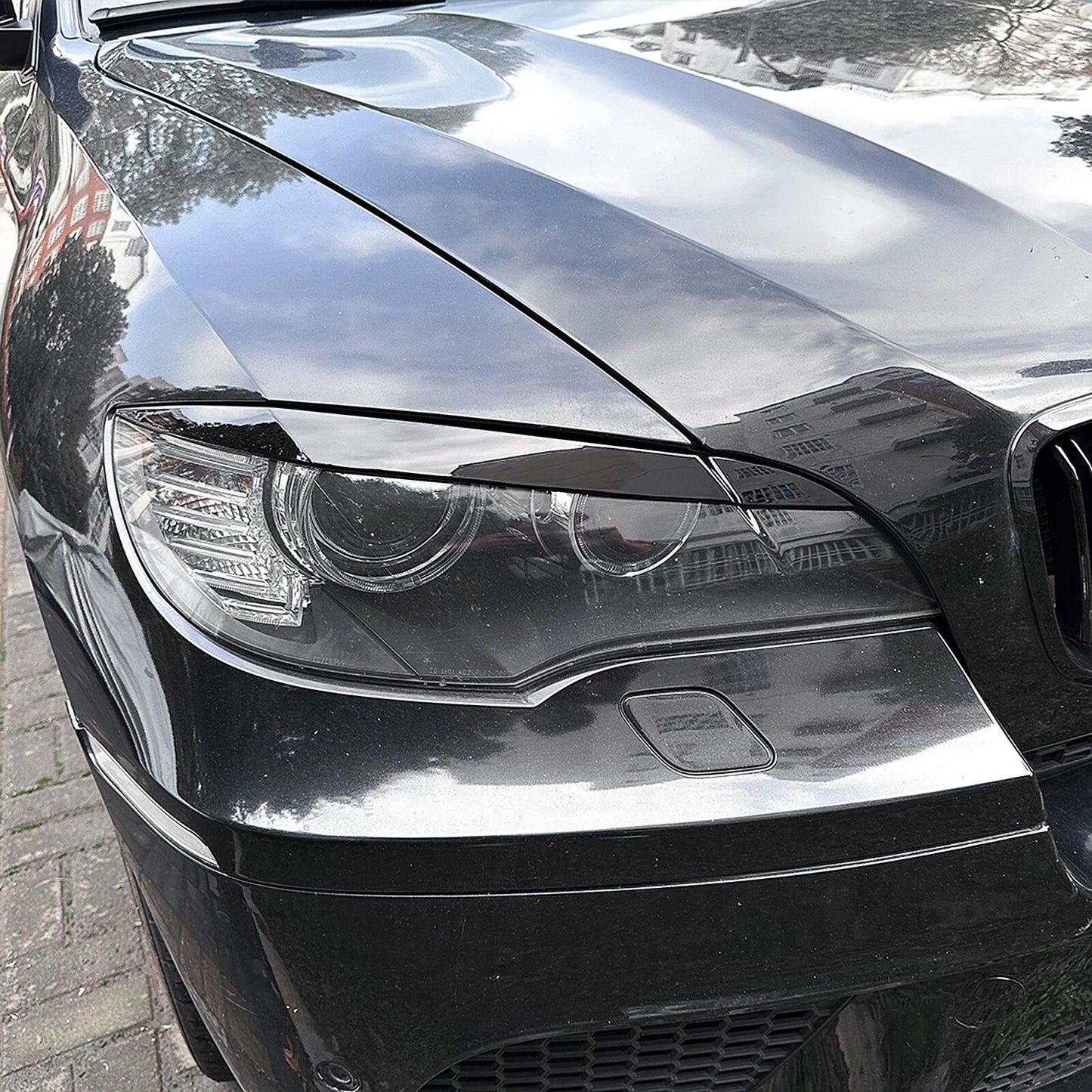 Gloss Black Headlight Eyelid Covers for BMW X6 E71 (2008-2014)