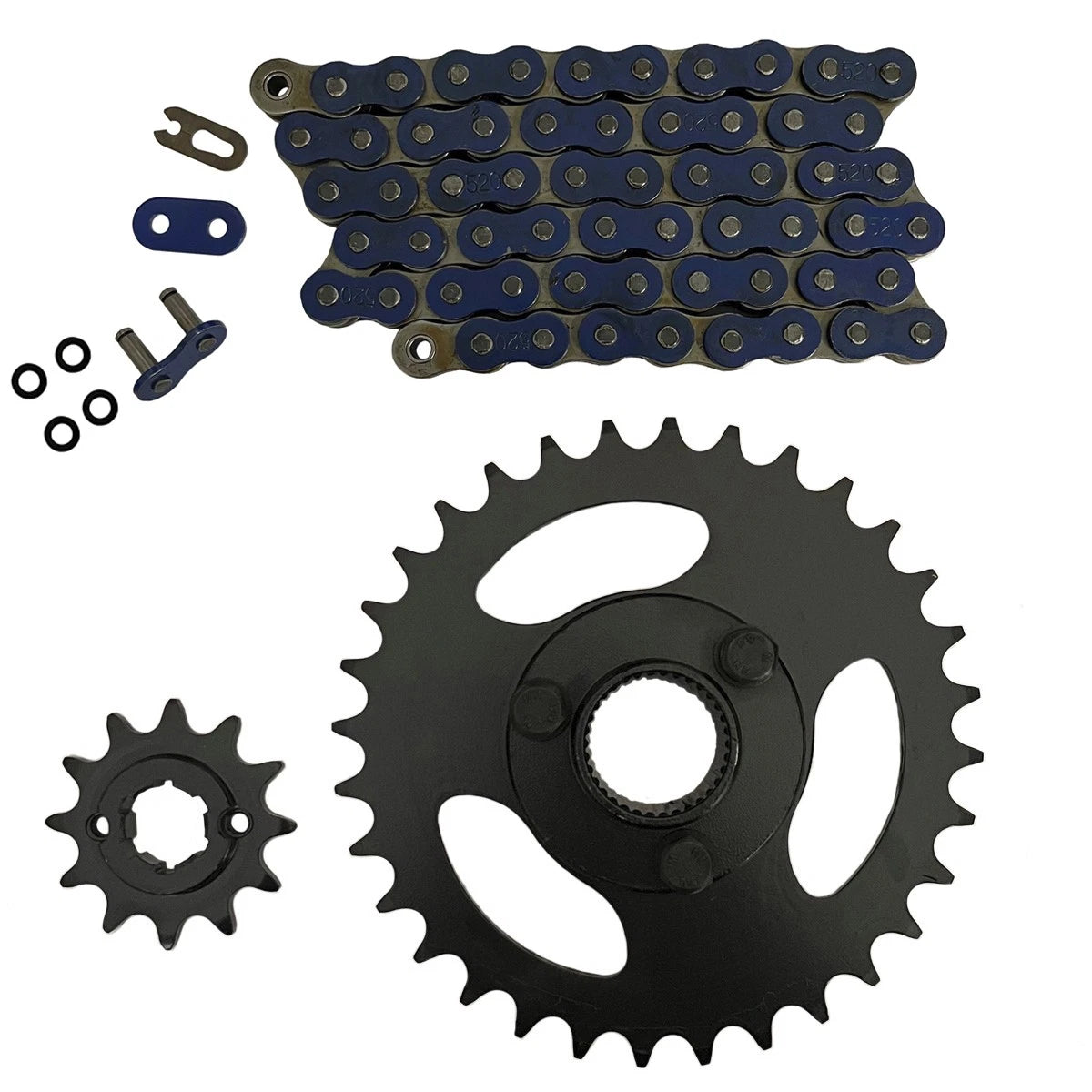 Blue 520x60 O-Ring Chain & 12/32 Sprockets for Polaris RZR 170 (2009–2016)