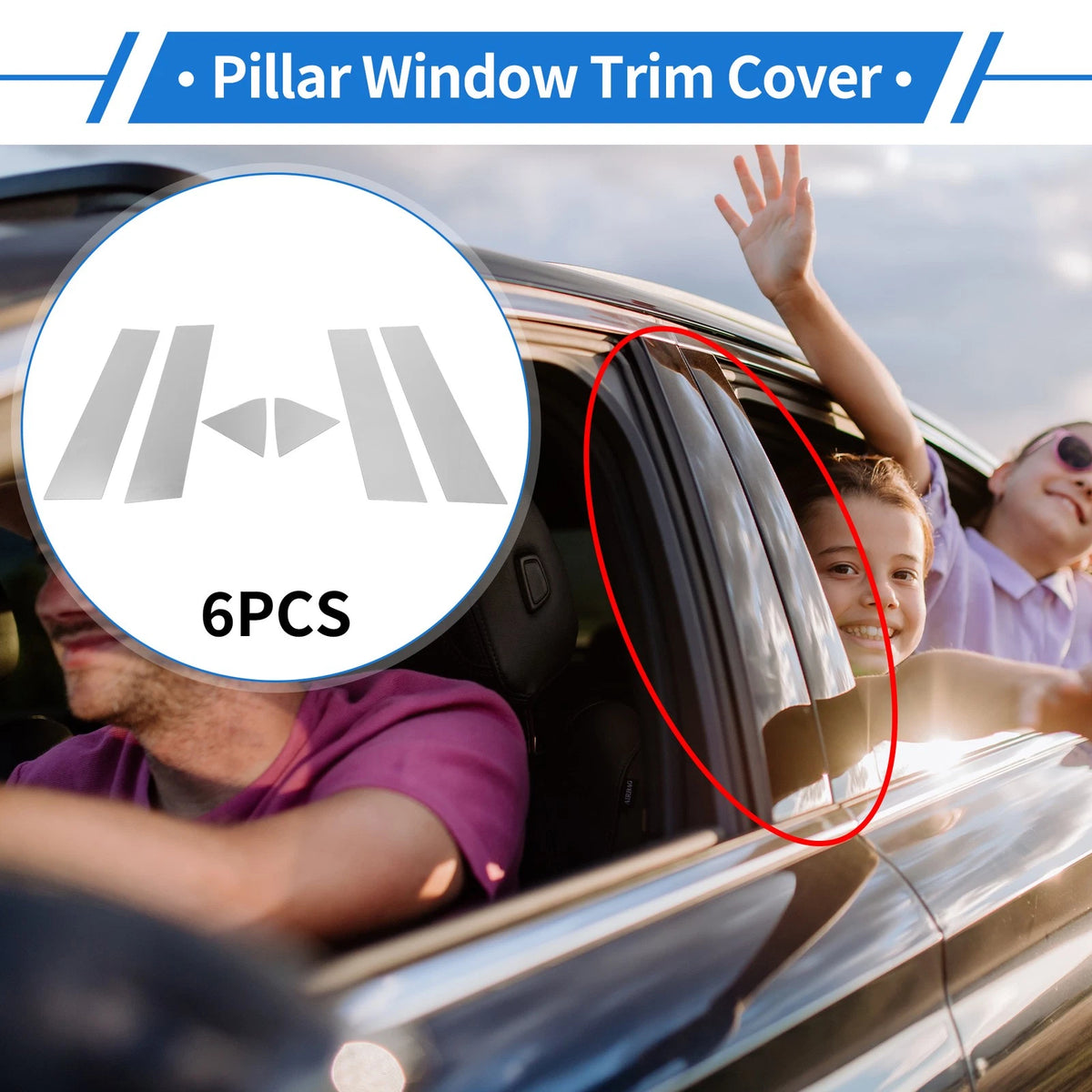 6 Pcs Door Pillar Window Trim for Dodge Charger (2006-2010)