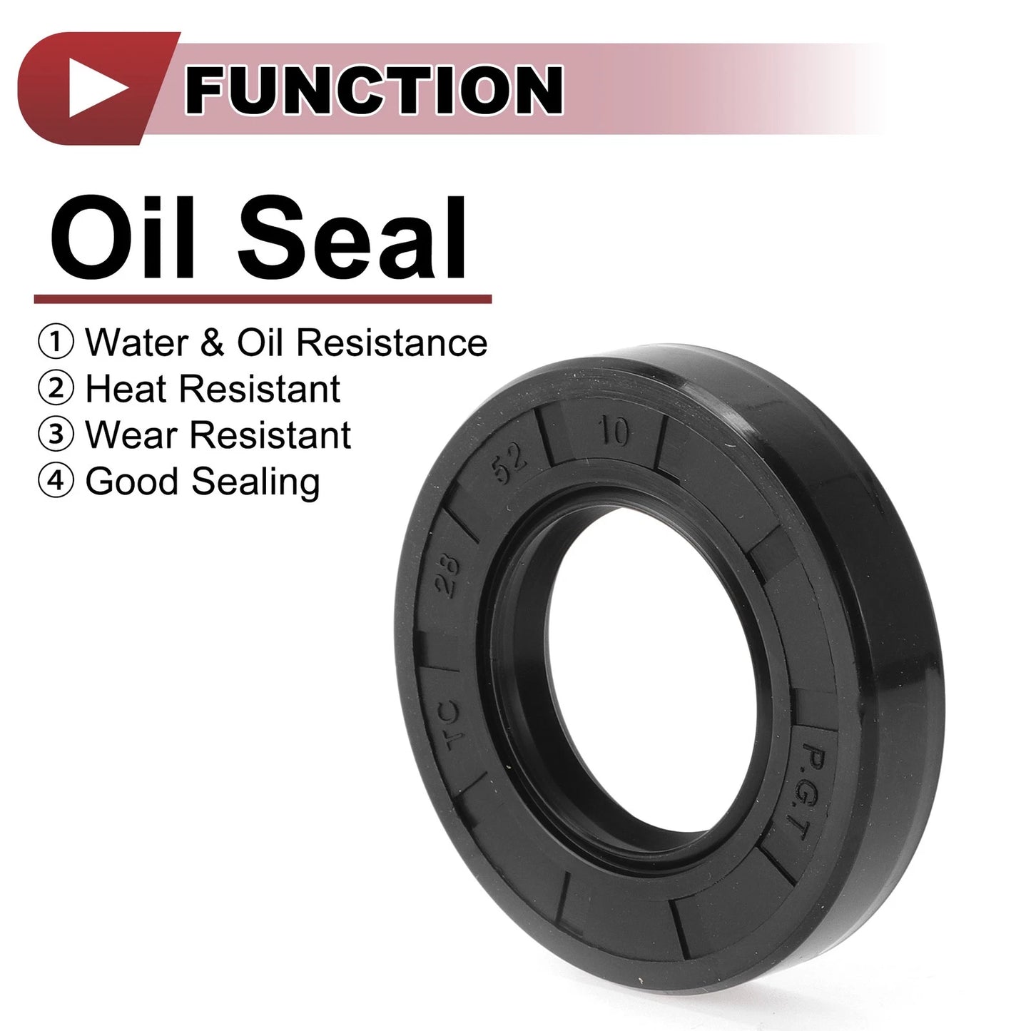 Rotary Shaft Seal Nitrile Rubber 28x52x10mm Black 5 Pcs