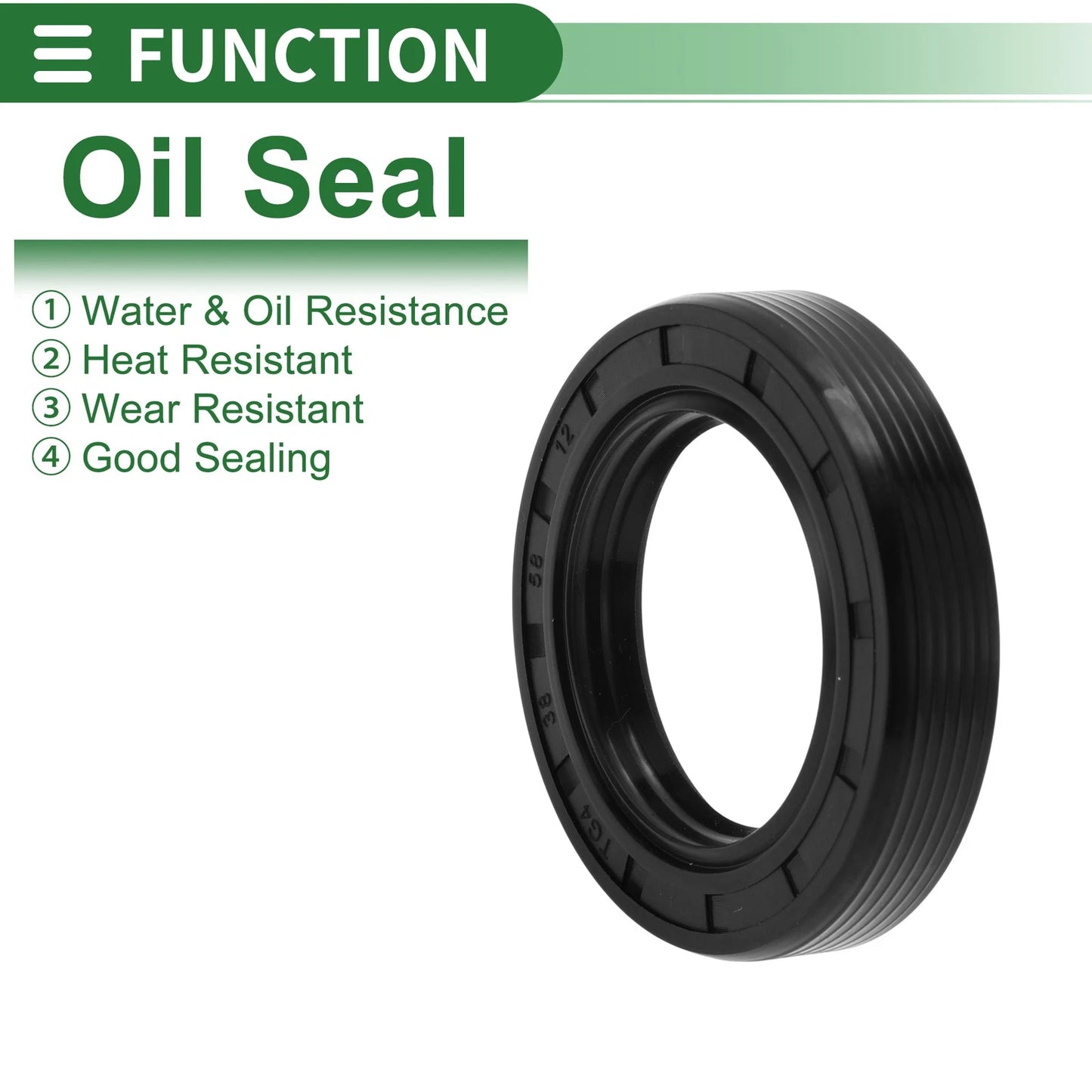 Oil Seal Rotary Shaft Seal NBR Rubber 38x58x12mm Black