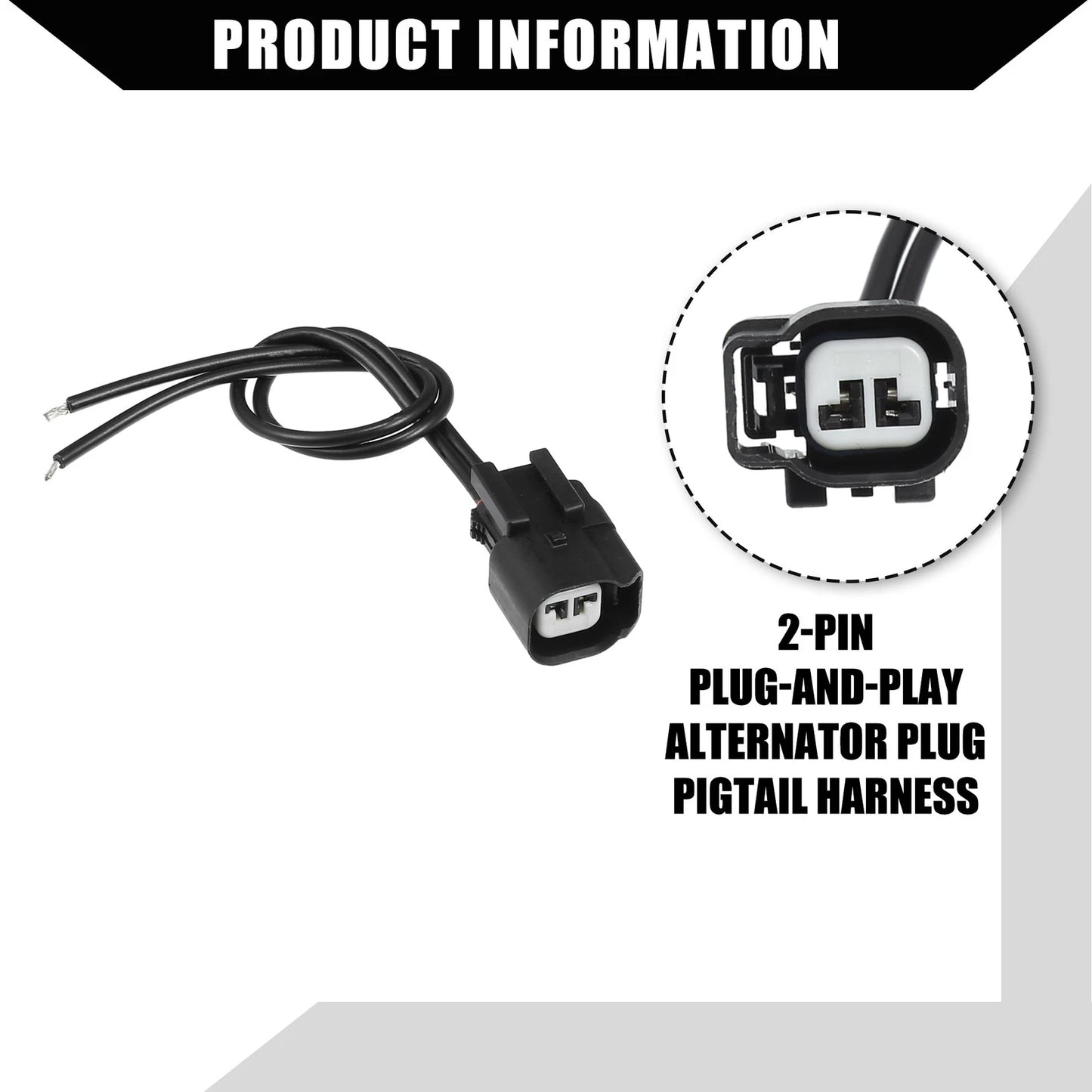 2-Pin Alternator Plug Pigtail Harness for Dodge Ram