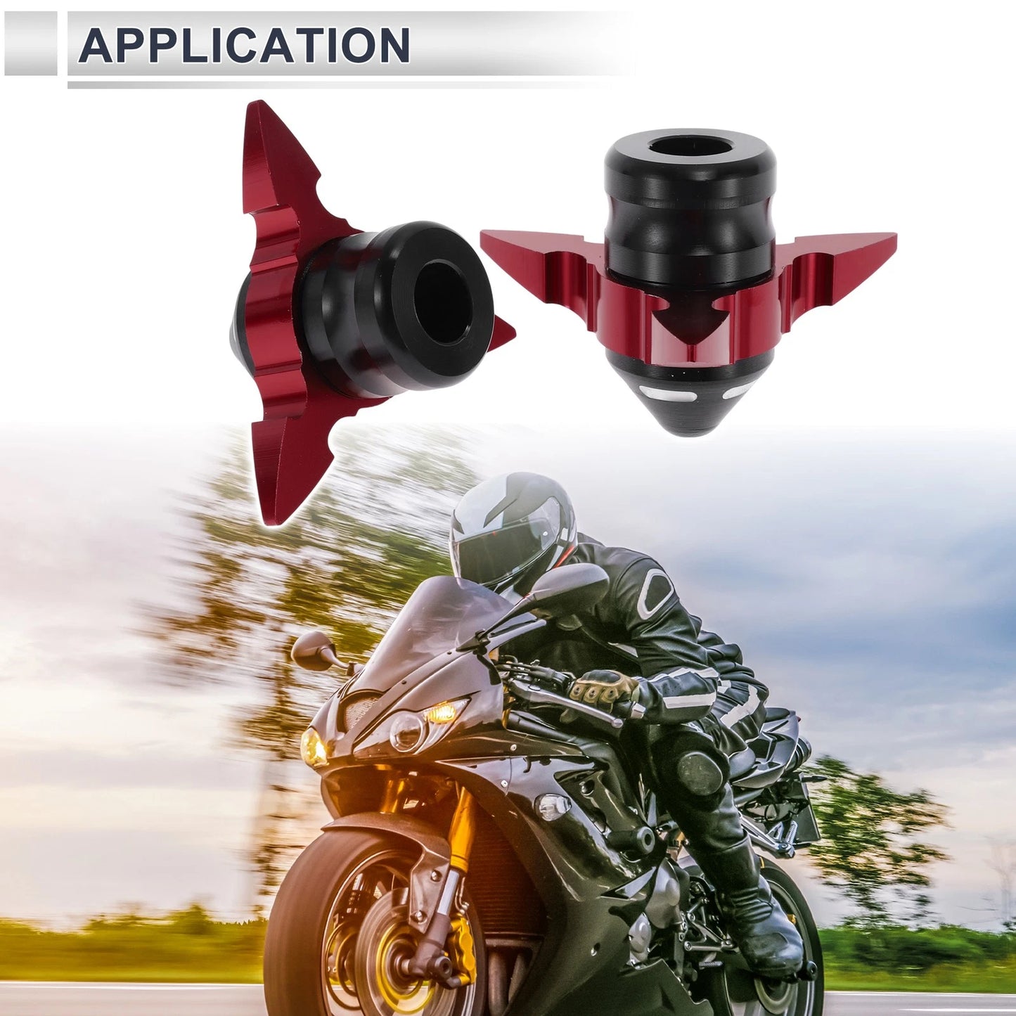 2 x 0.59" Aluminum Alloy Plastic Motorcycle Slider Frame Red for Motorcycle