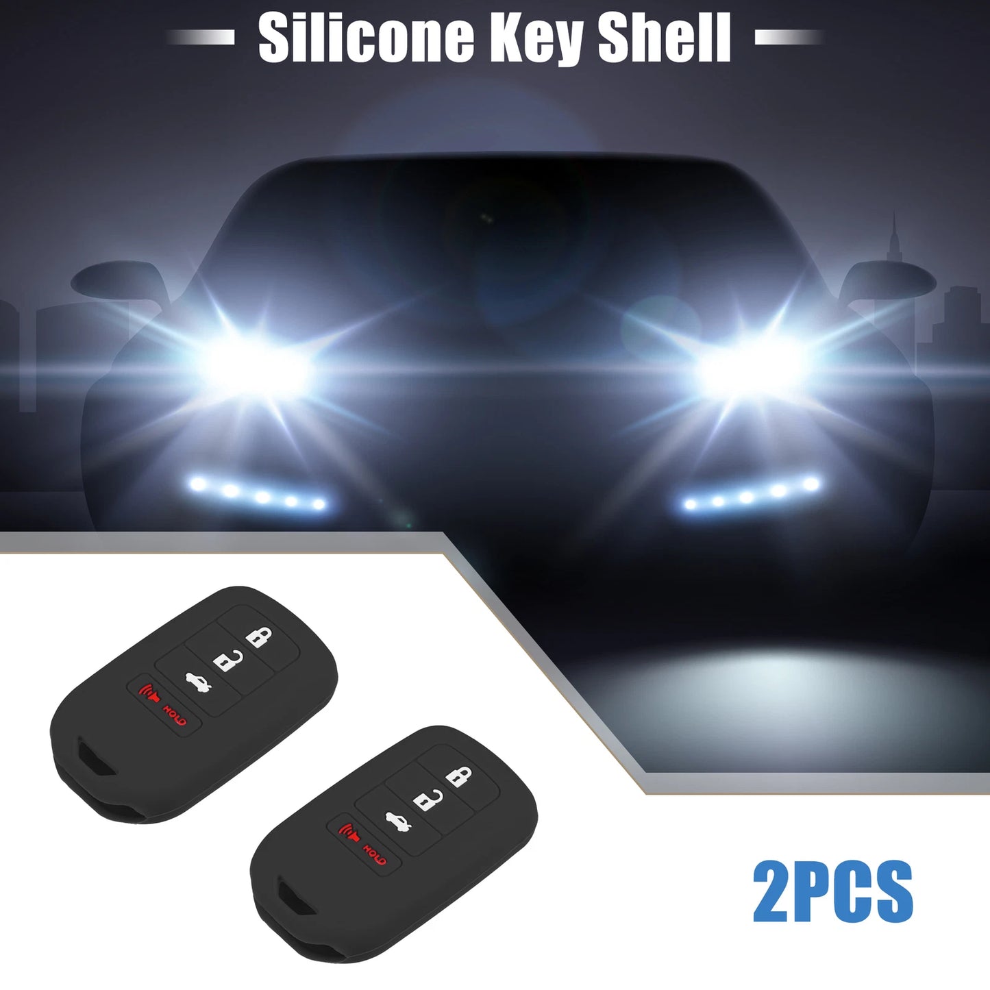 Smart Key Fob Cover Case for Honda Accord EX EXL EX-L 2013-2018 (2 x Black)