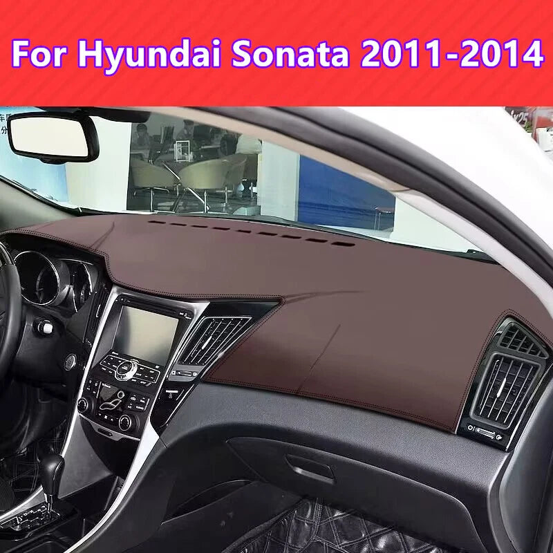 Brown Leather Dashboard Dash Cover Protector Mat for Hyundai Sonata (2011–2014)