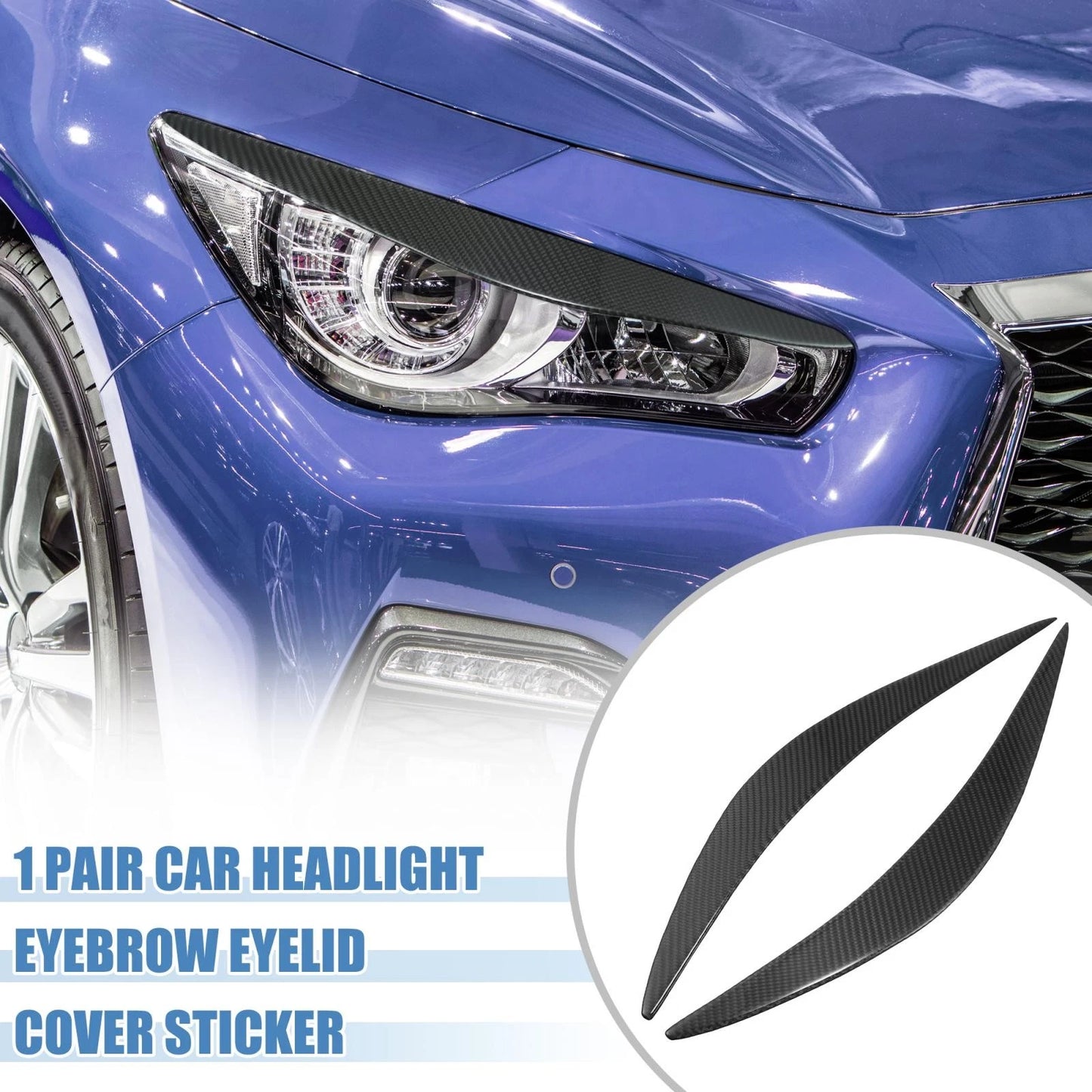Carbon Fiber Headlight Eyelid Eyebrow Cover for Infiniti Q50 (2014-2019)