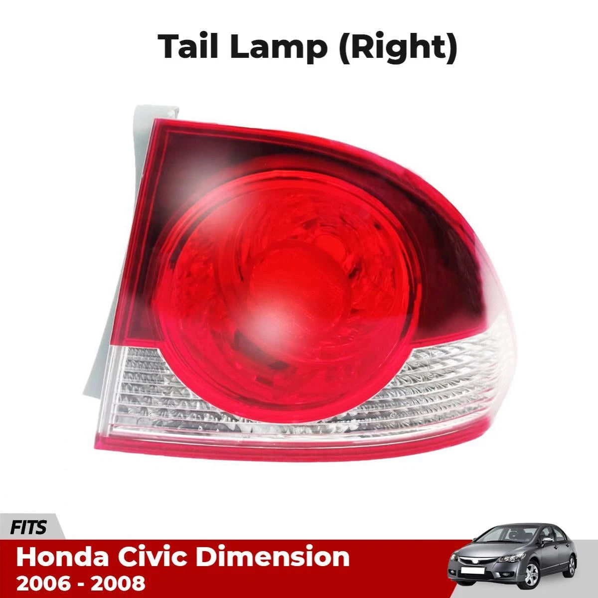 Tail Light Rear Lamp no Bulb Right Fits Honda Civic FD 4 Door Sedan 2006-08 D06
