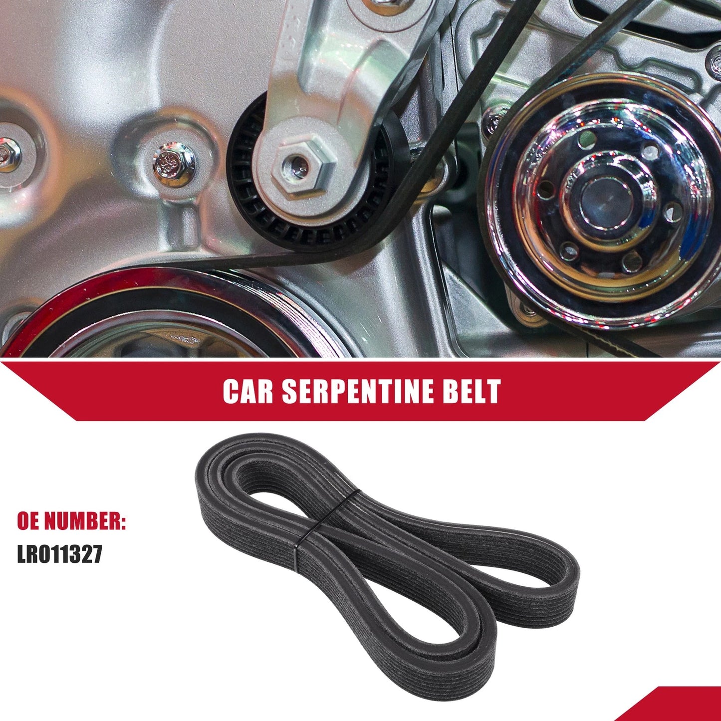 Serpentine Belt No.LR011327 for Land Rover LR4 (2014-2016) EPDM Black