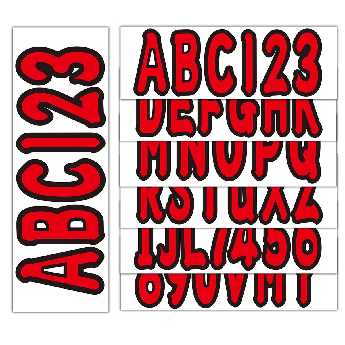 Boat Registration Decals A-Z Letters & 0-9 Numbers Red