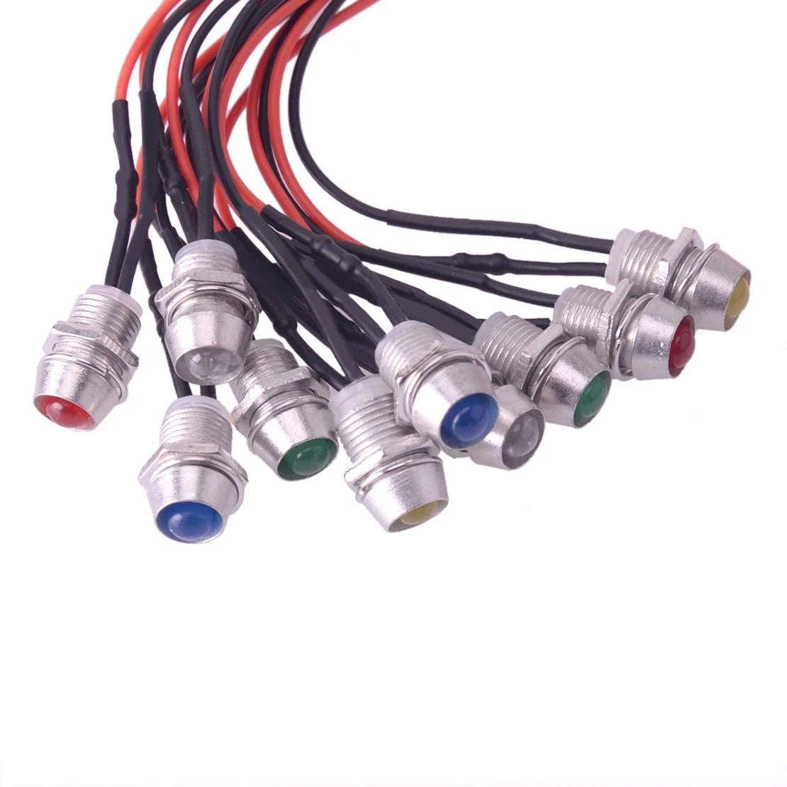 10PC 8mm LED Indicator Lights for Car Boat Dash Panel Warning Lamp