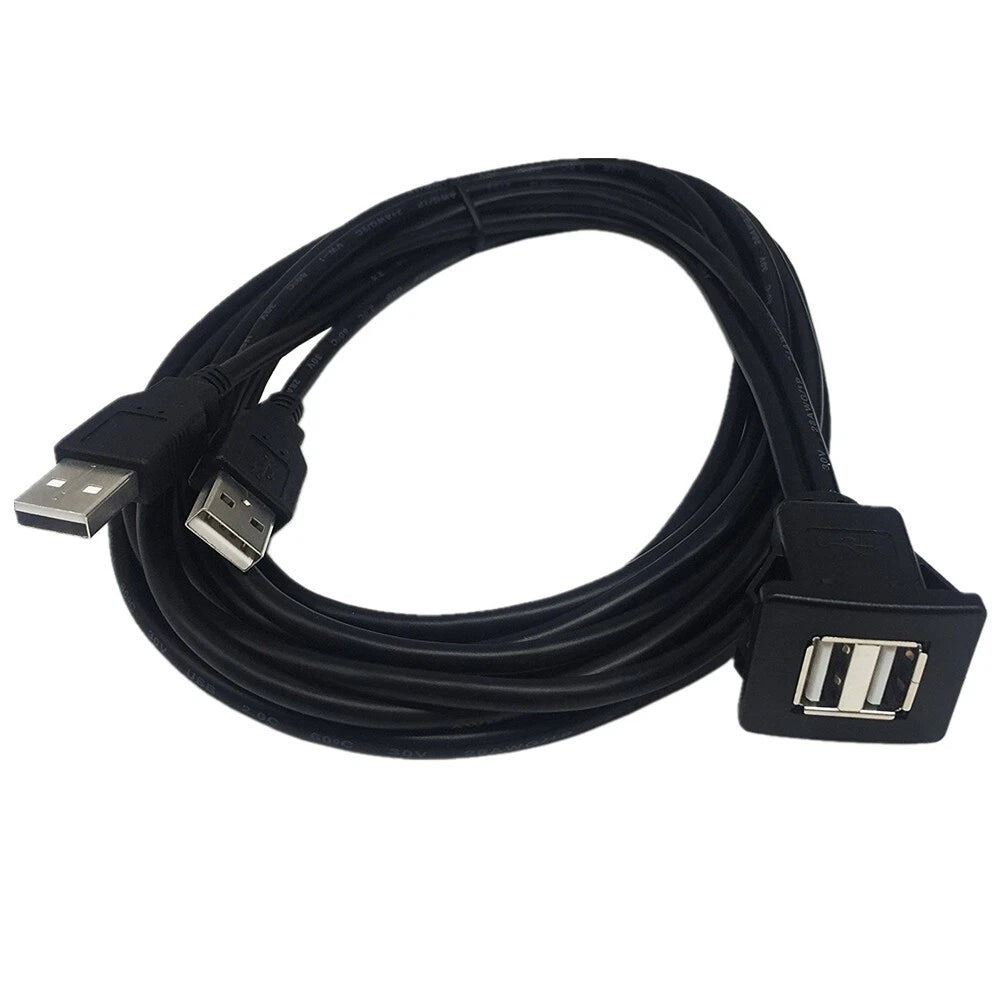 USB Dual Male to Female Car Dash Charger Socket Extension Cable 1M