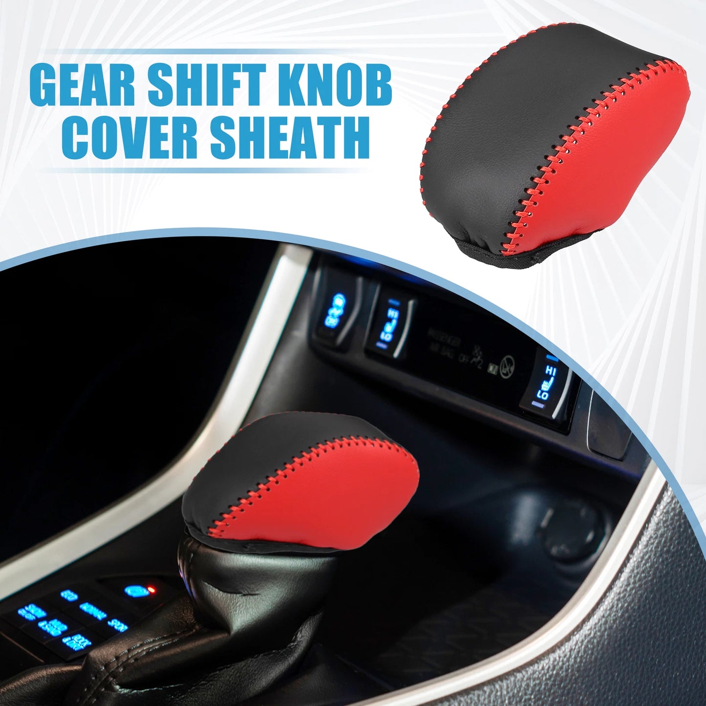 Automatic Gear Shift Knob Cover for Toyota RAV4 2019-2023 Black Red