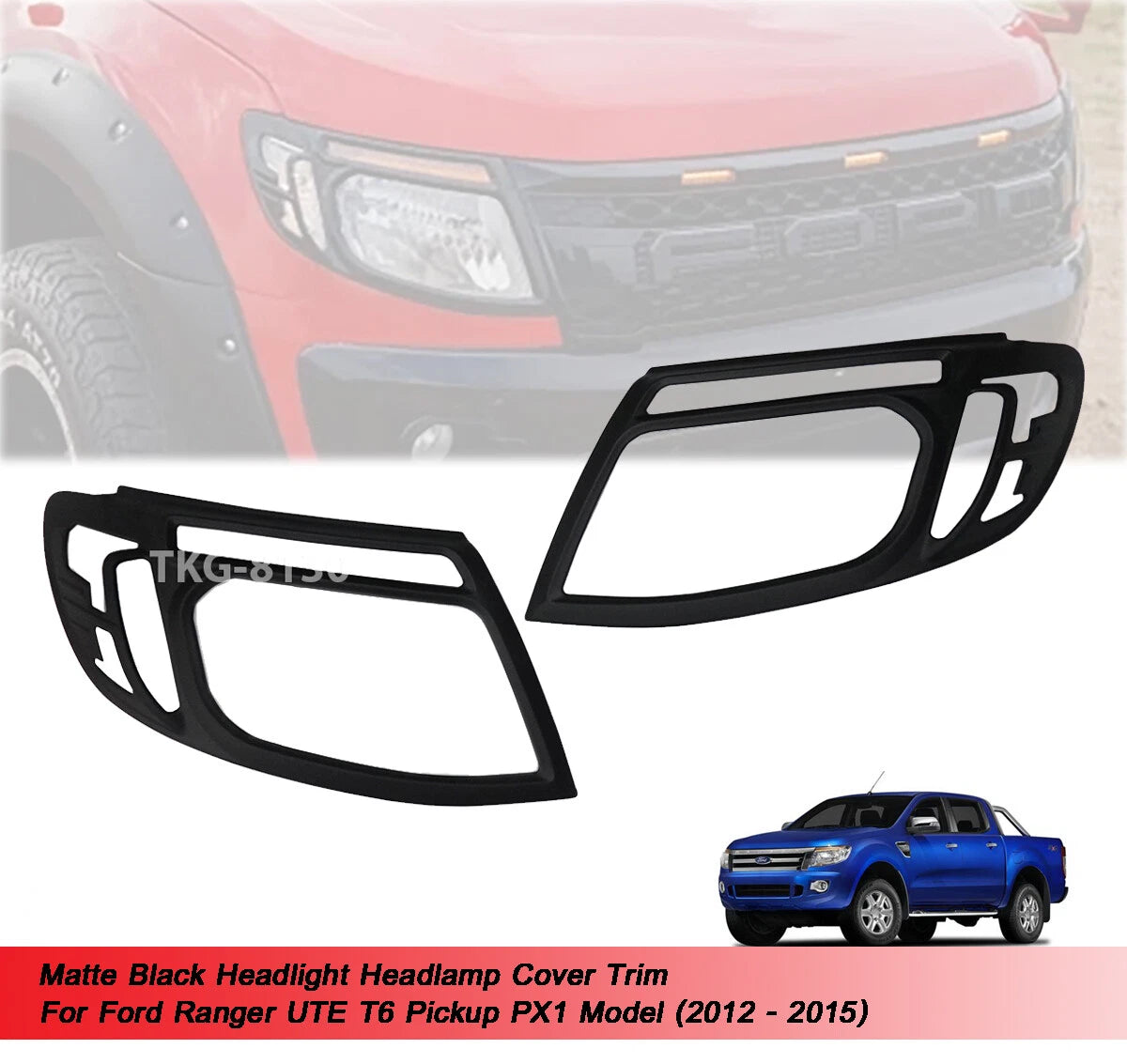 Black Headlight Cover Trim for Ford Ranger Px(2012-2015)
